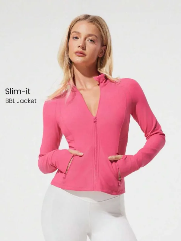 GLOWMODE FeatherFitâ„¢ Slim-It Streamline Performance Secure Pockets Zip Up Long Sleeve Jacket Low Impact Yoga Pilates Daily Spring Summer | SHEIN made by SHEIN