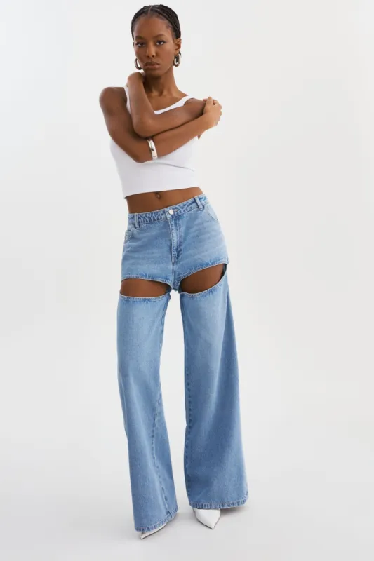 JAYLENE | Denim Cut-Out Jeans sold by La Marque
