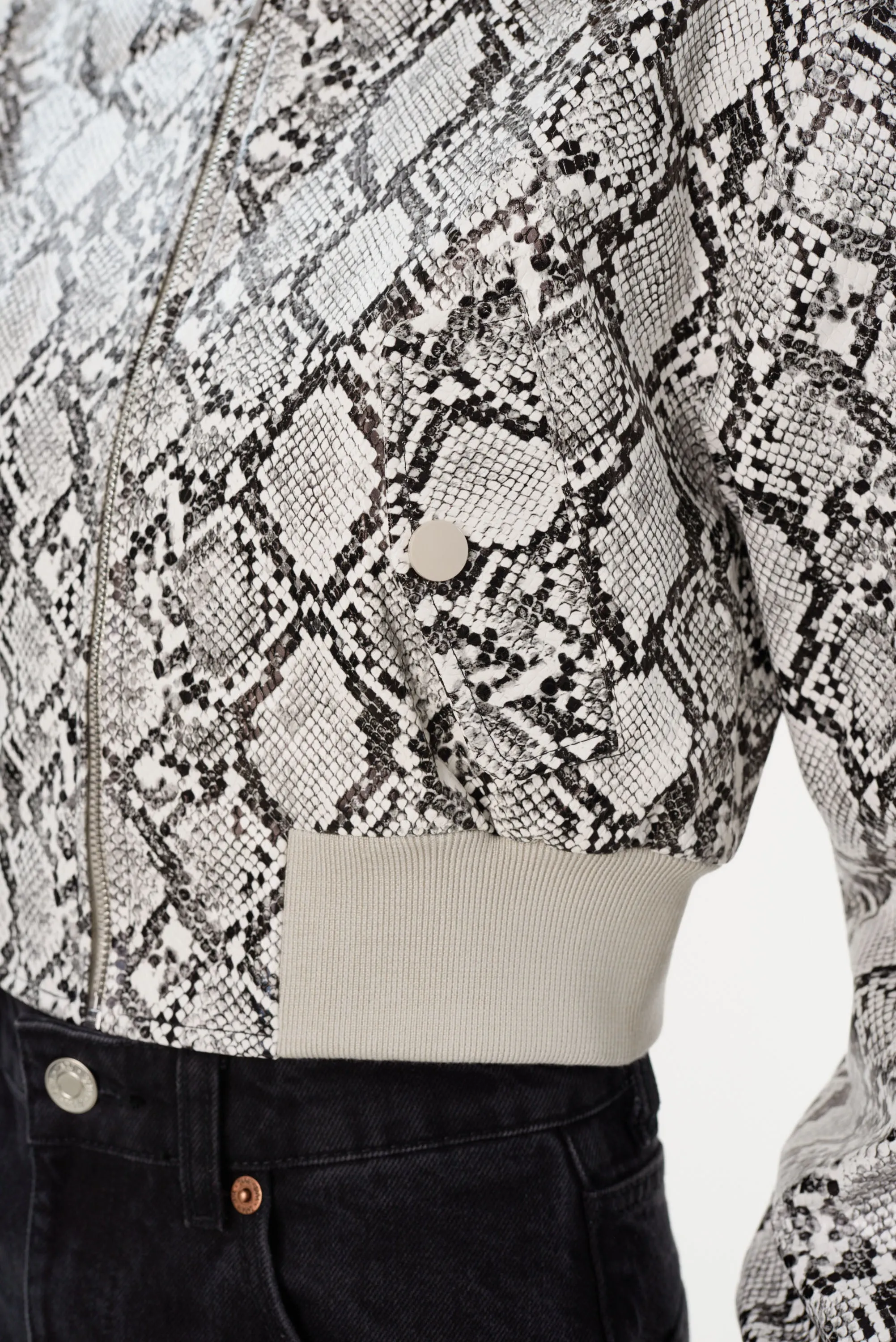 EVELIN | Cropped Faux Leather Bomber Jacket sold by LAMARQUE product image thumbnail 4