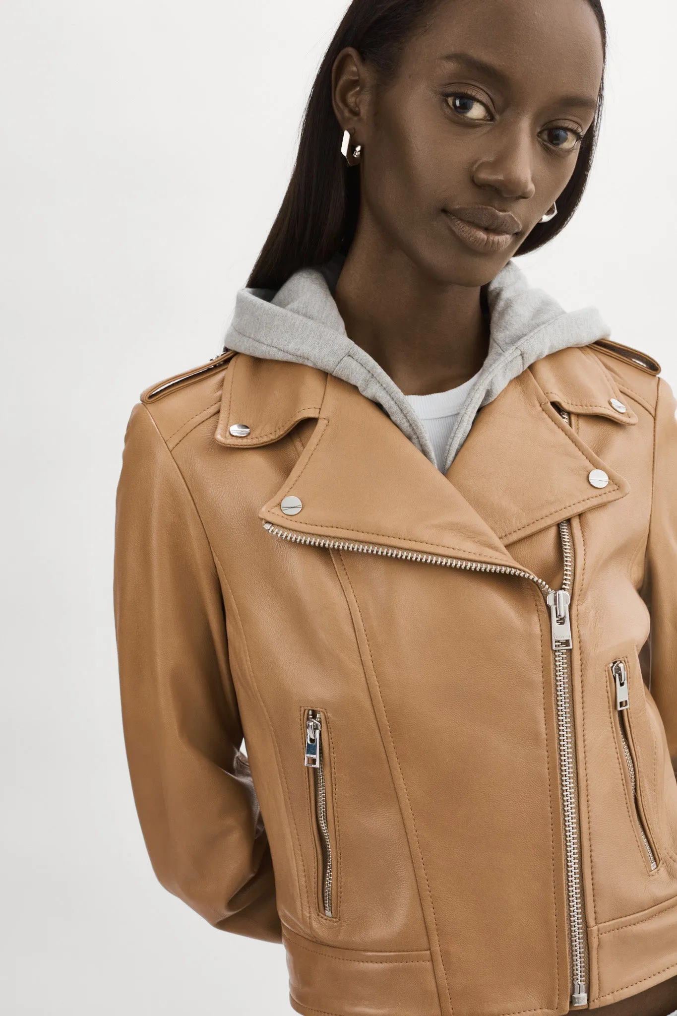 HOLY | Leather Biker Jacket with Removable Hood sold by La Marque product image thumbnail 5