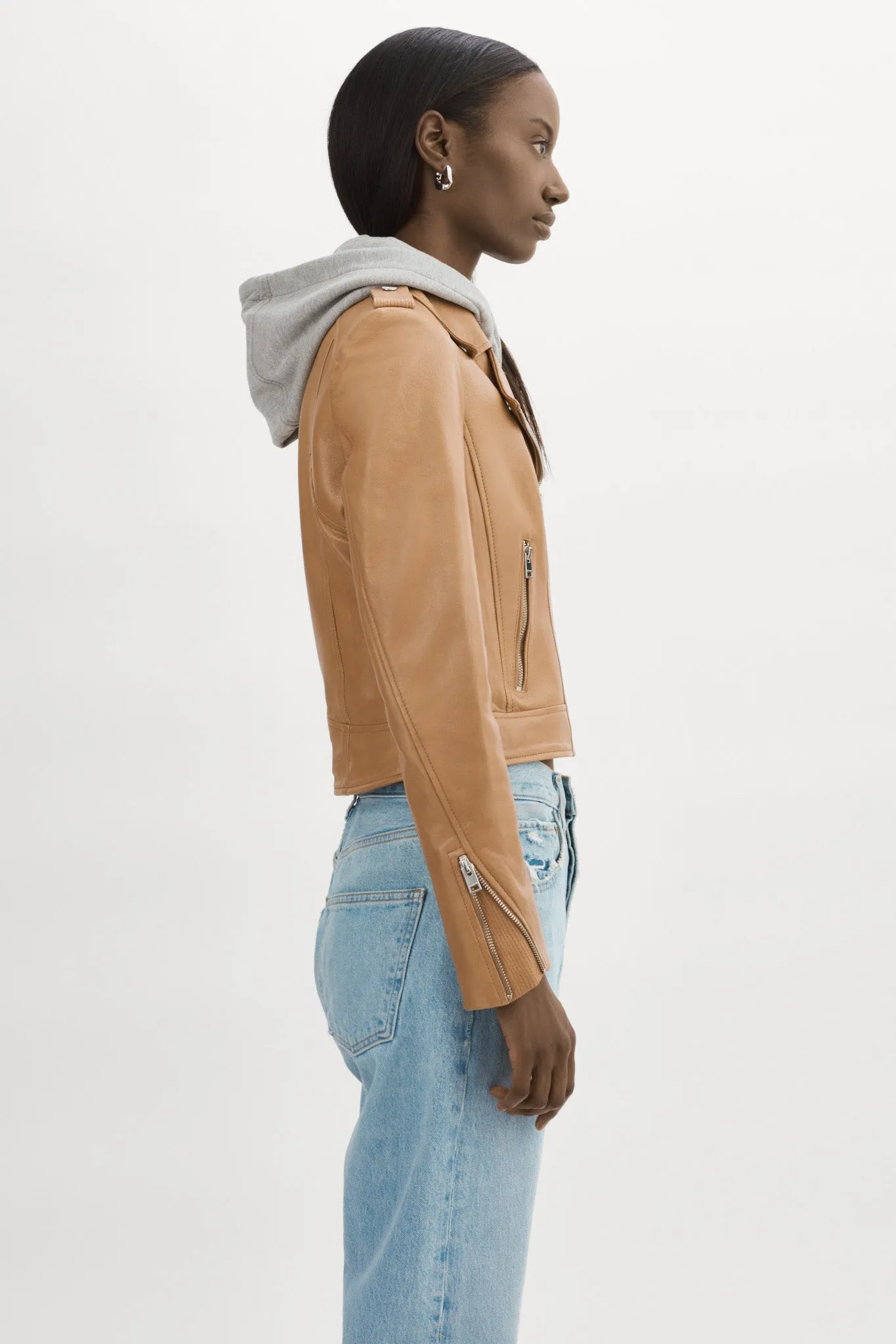 HOLY | Leather Biker Jacket with Removable Hood sold by La Marque product image thumbnail 3