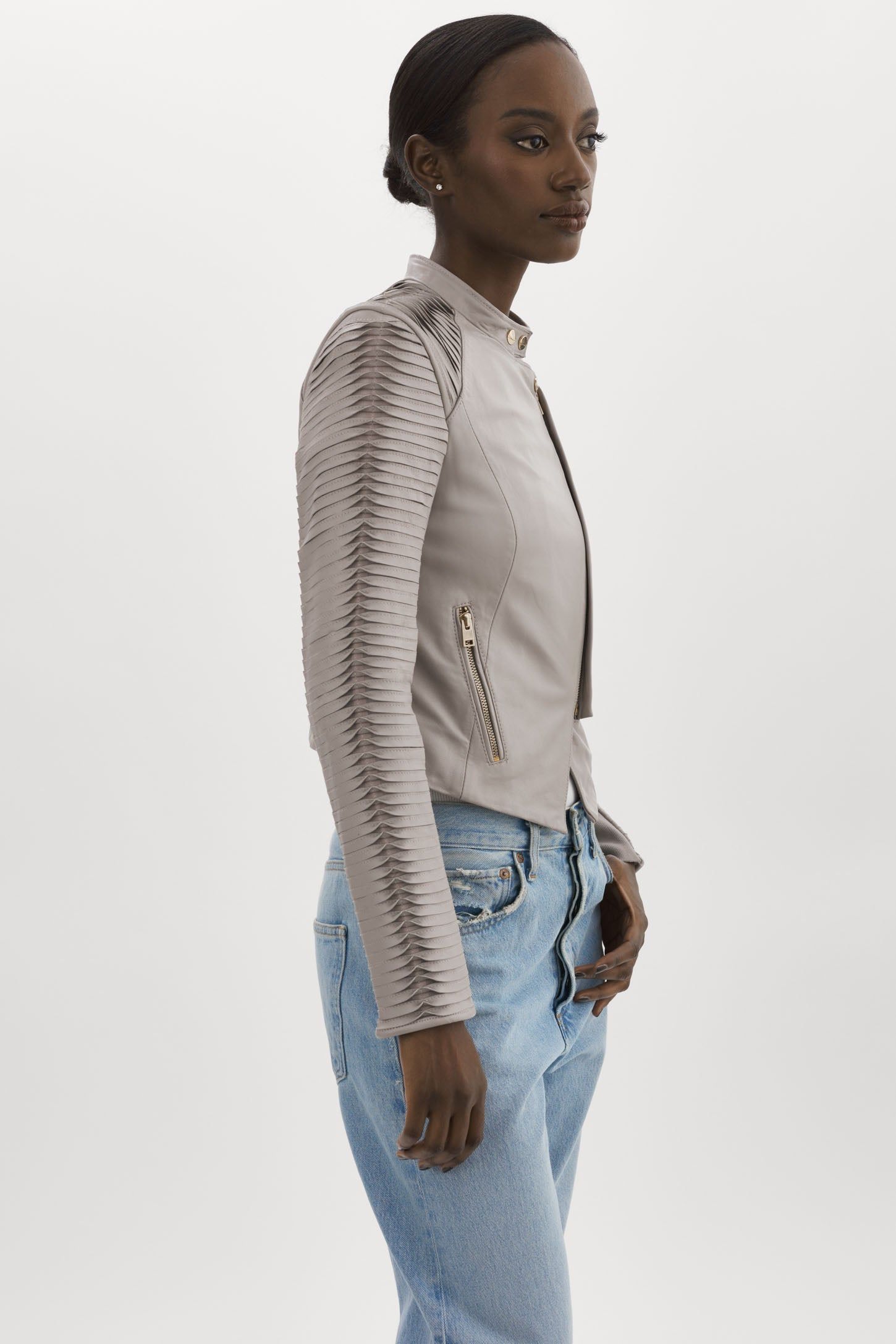 AZRA GOLD | Leather Biker Jacket sold by La Marque product image thumbnail 4