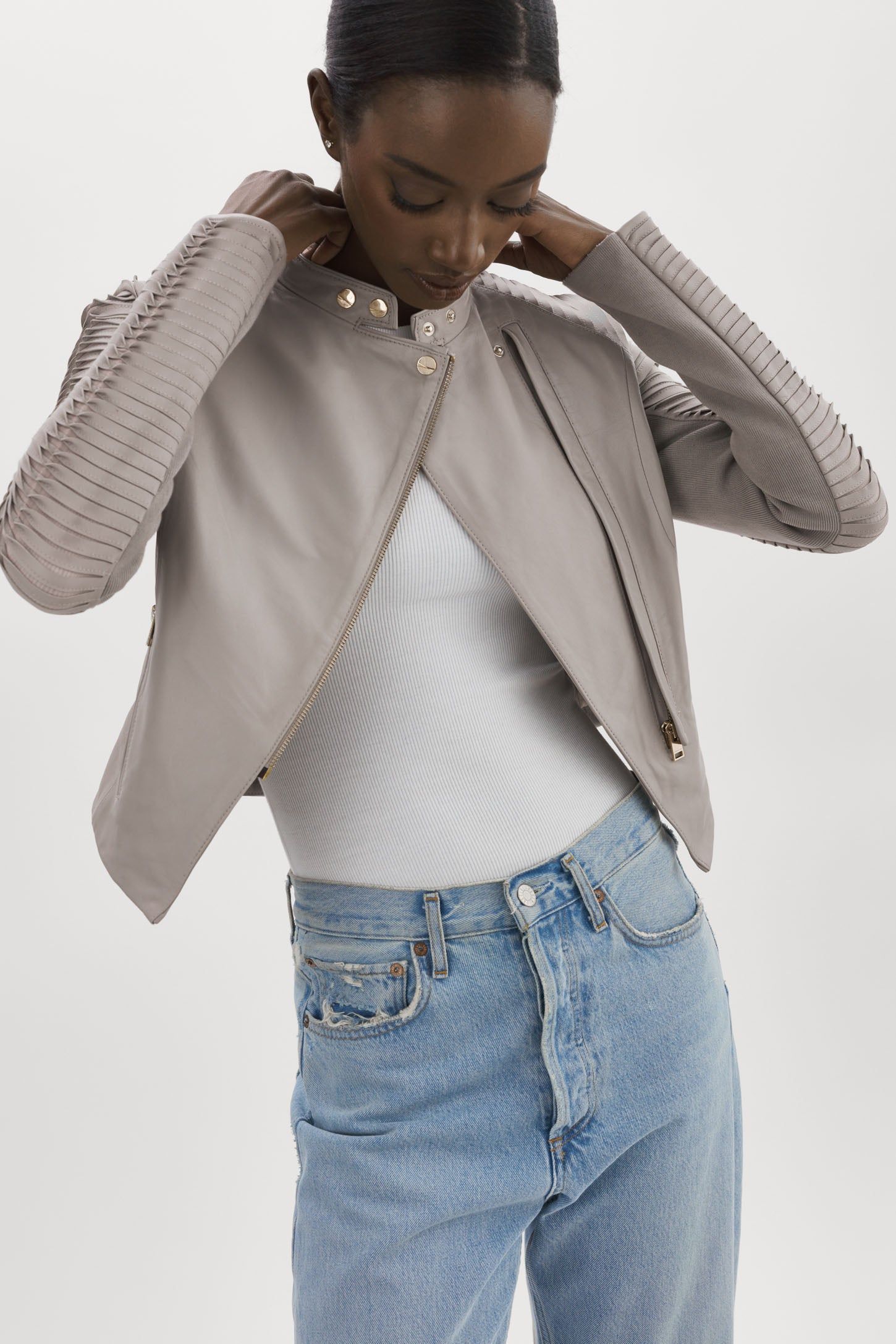 AZRA GOLD | Leather Biker Jacket sold by La Marque