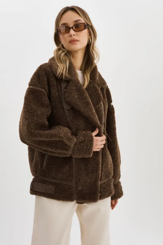 BADU | Oversized Faux Shearling Jacket sold by La Marque