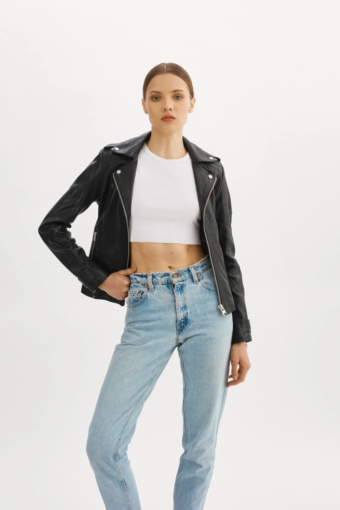 ANNA | Leather Biker Jacket sold by LAMARQUE product image thumbnail 3
