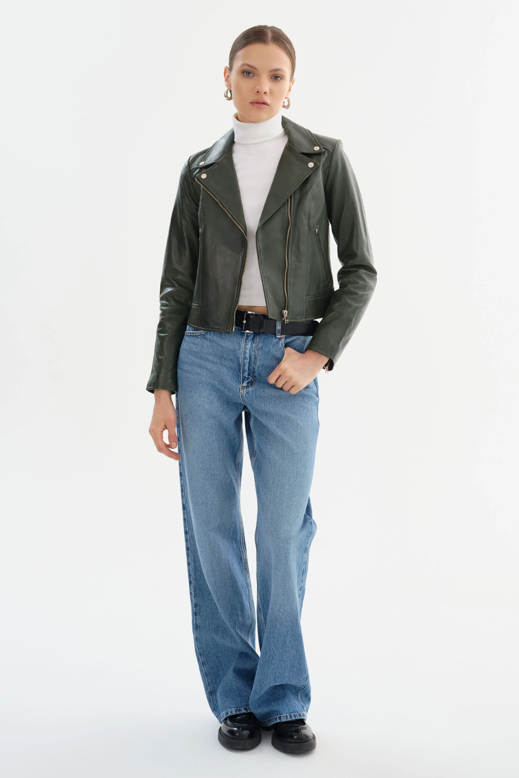 KELSEY | Leather Biker Jacket Champagne Hardware sold by LAMARQUE product image thumbnail 4