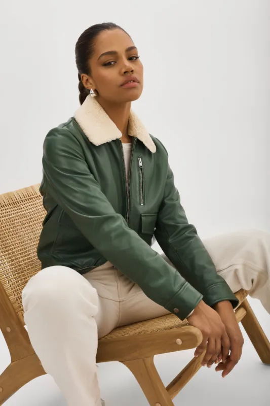 KLEMENCE | Leather Aviator Jacket made by LAMARQUE