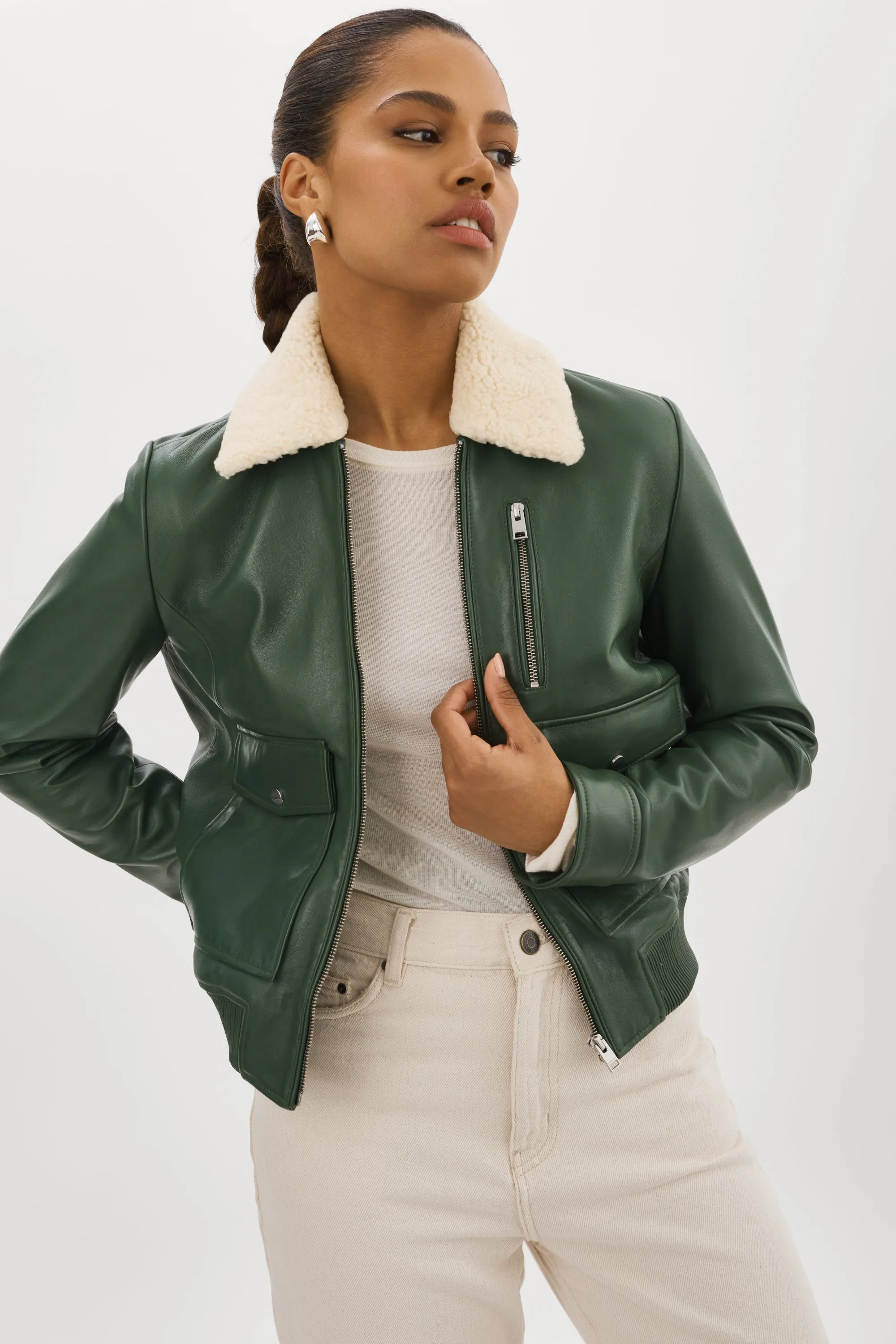 KLEMENCE | Leather Aviator Jacket sold by La Marque product image thumbnail 2