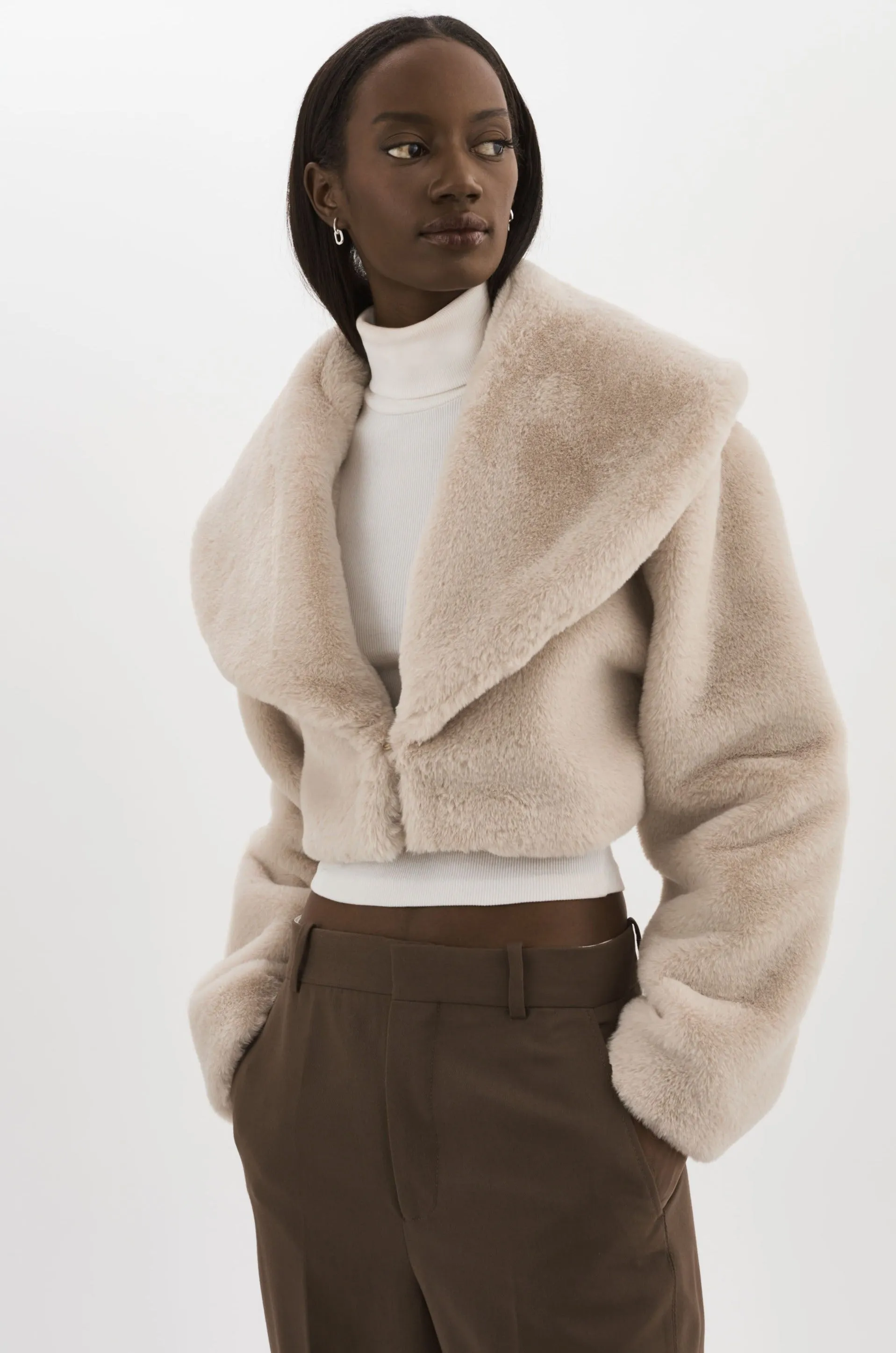 DANIKA | Faux Fur Crop Jacket sold by LAMARQUE product image thumbnail 3