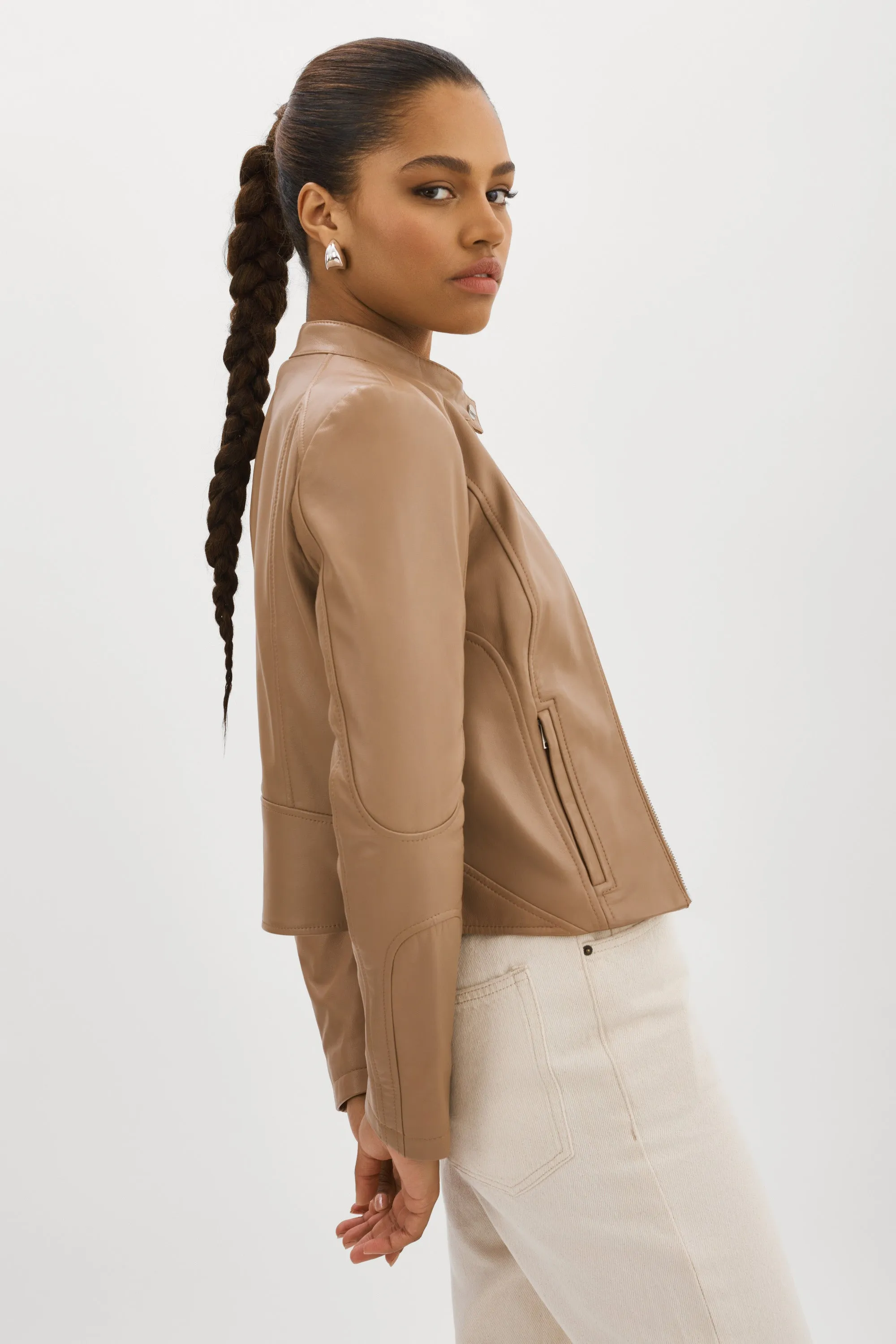 ELIANA | Leather Racer Jacket sold by La Marque product image thumbnail 3