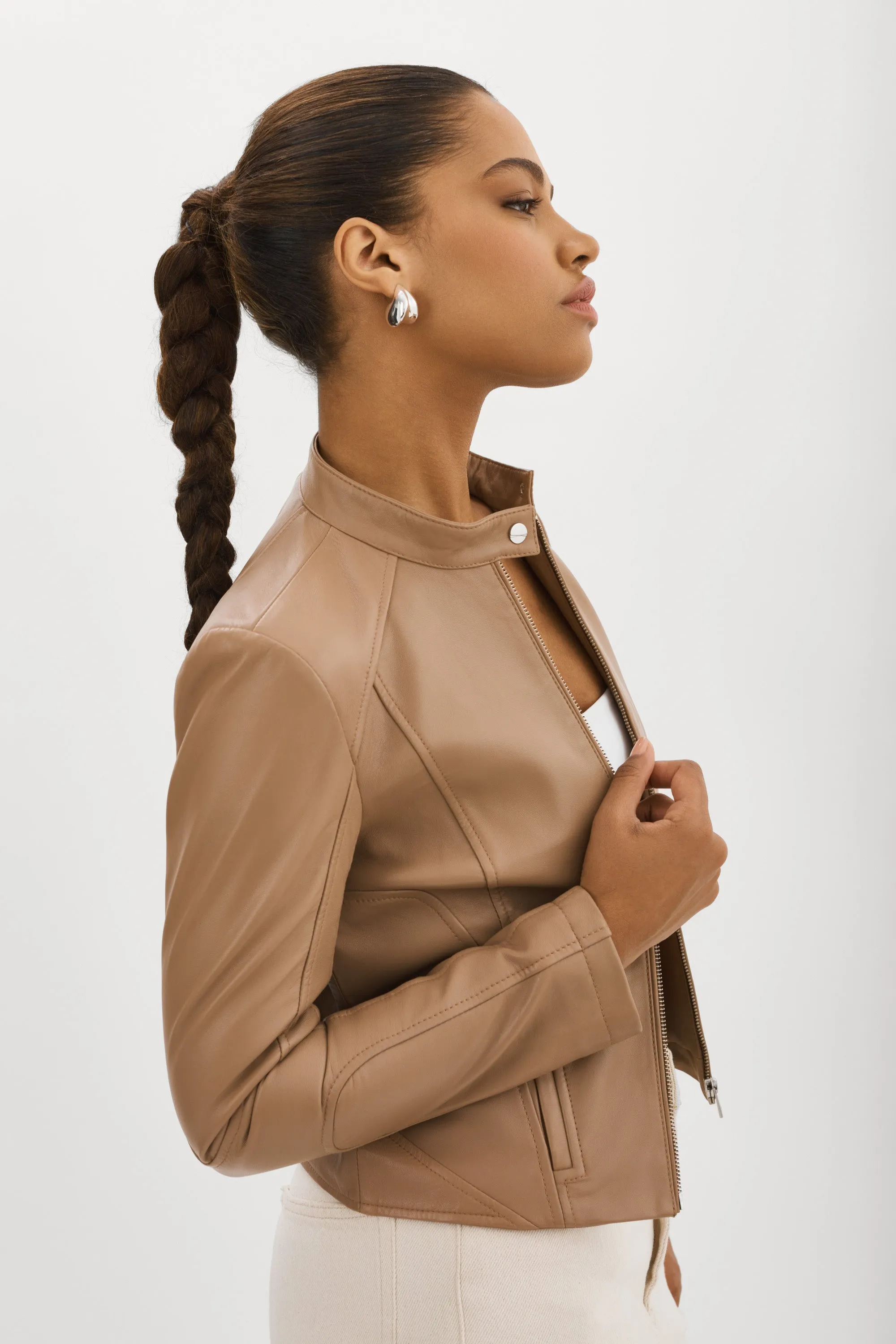 ELIANA | Leather Racer Jacket sold by La Marque product image thumbnail 4