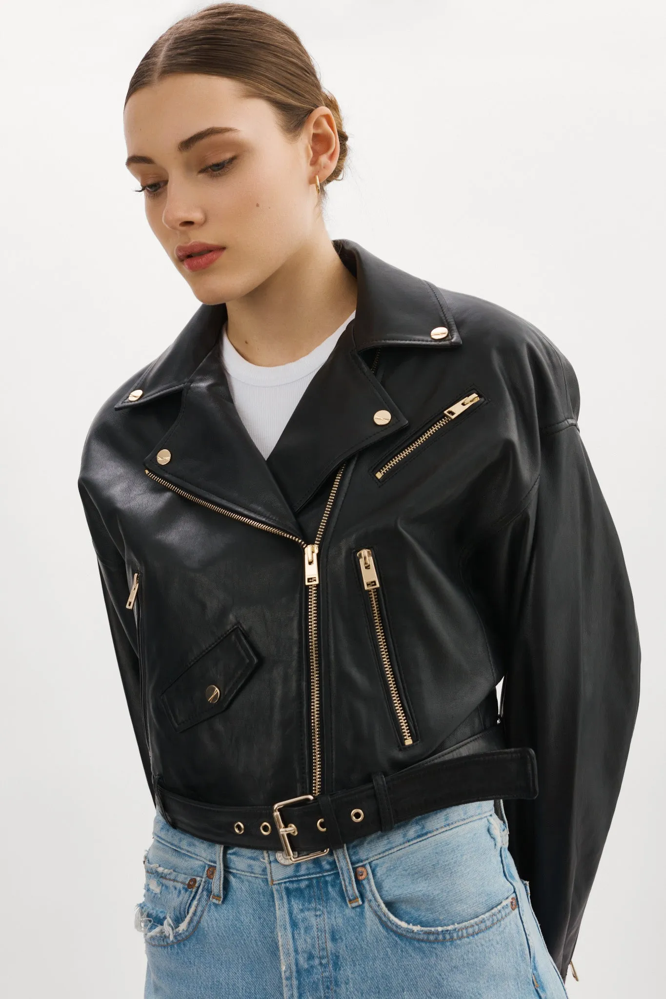 DYLAN GOLD | 80's Leather Biker Jacket sold by LAMARQUE product image thumbnail 2