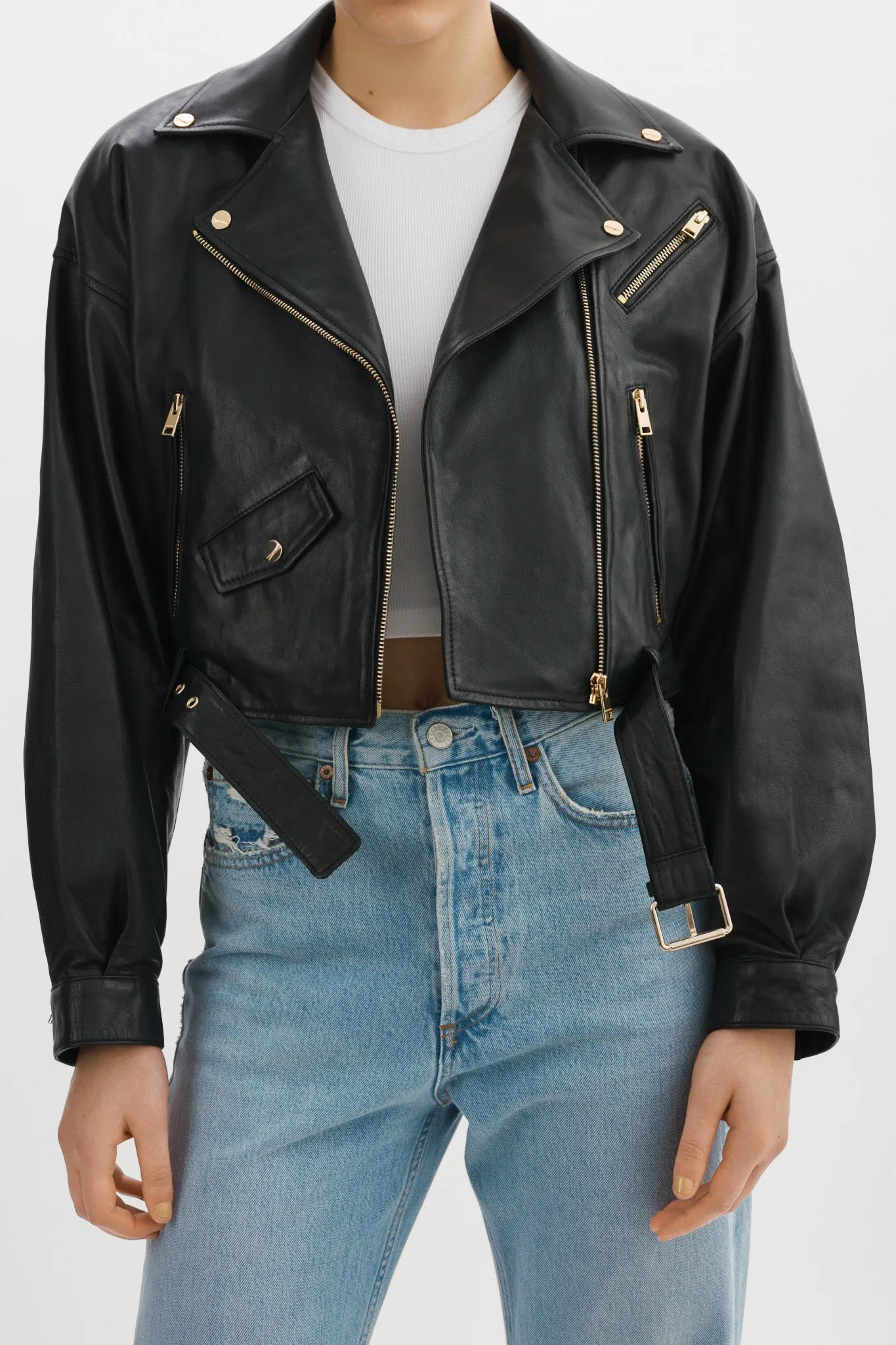 DYLAN GOLD | 80's Leather Biker Jacket sold by LAMARQUE product image thumbnail 3