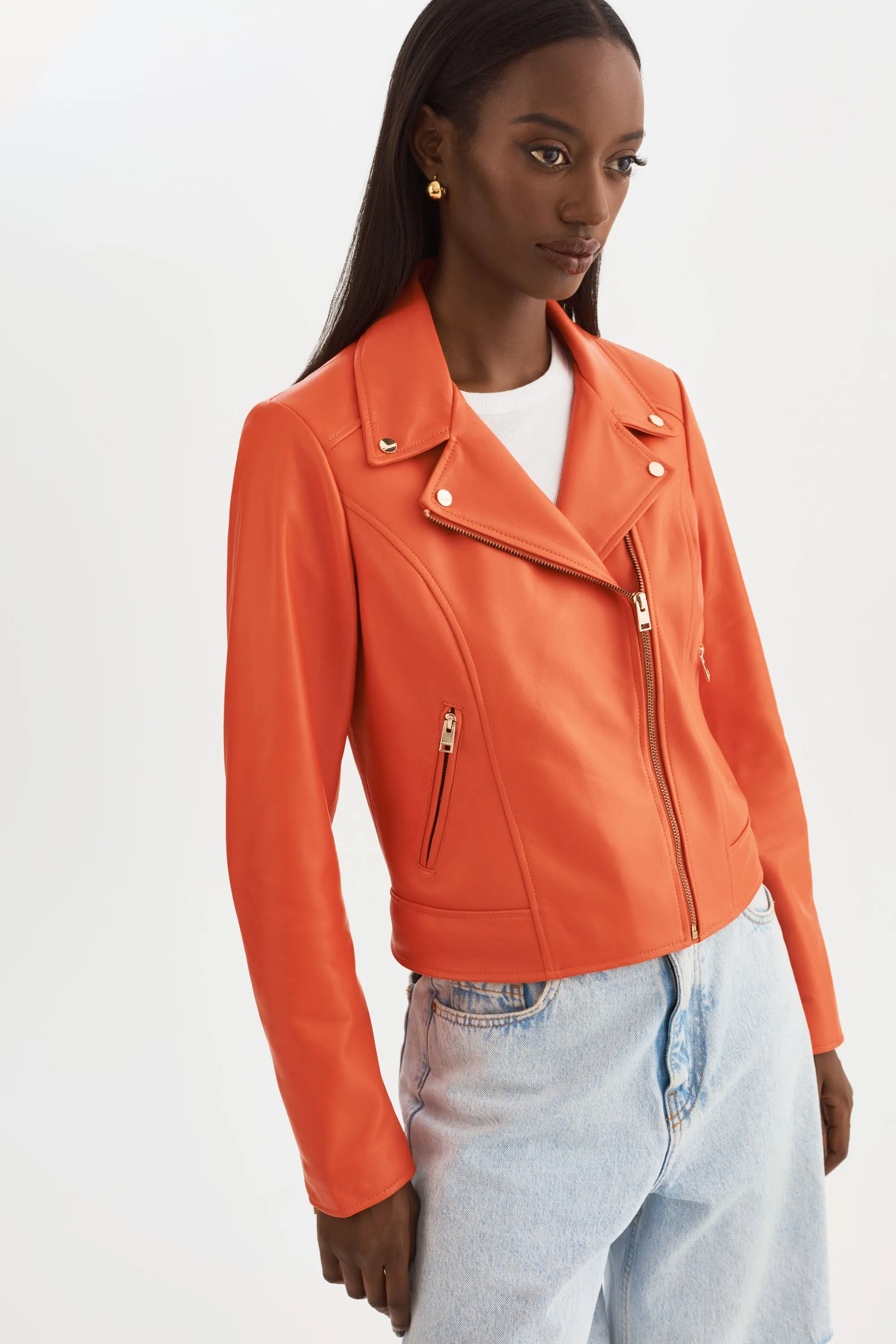 KELSEY GOLD | Leather Biker Jacket sold by La Marque product image thumbnail 3