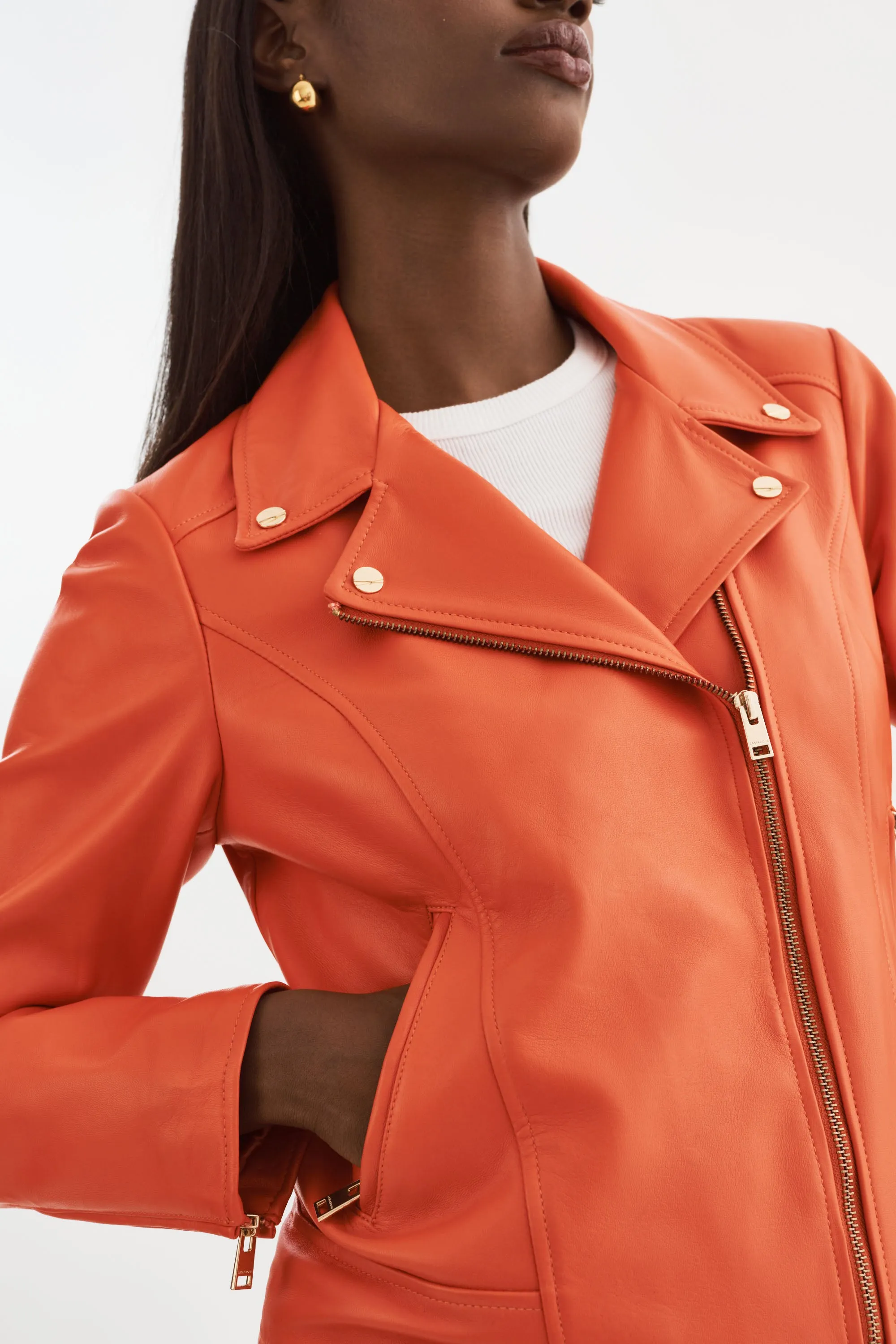 KELSEY GOLD | Leather Biker Jacket sold by La Marque product image thumbnail 4