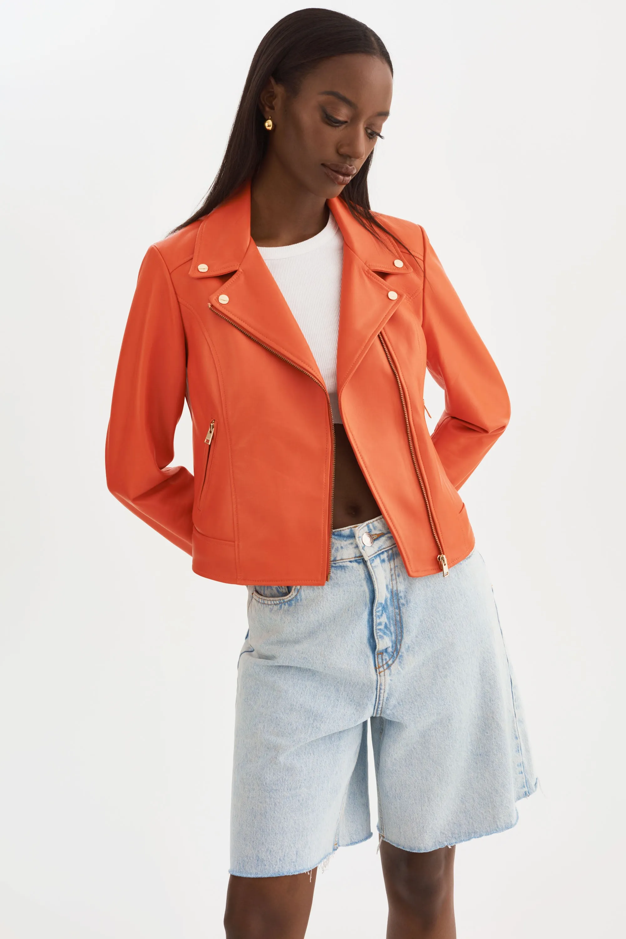 KELSEY GOLD | Leather Biker Jacket sold by La Marque product image thumbnail 2