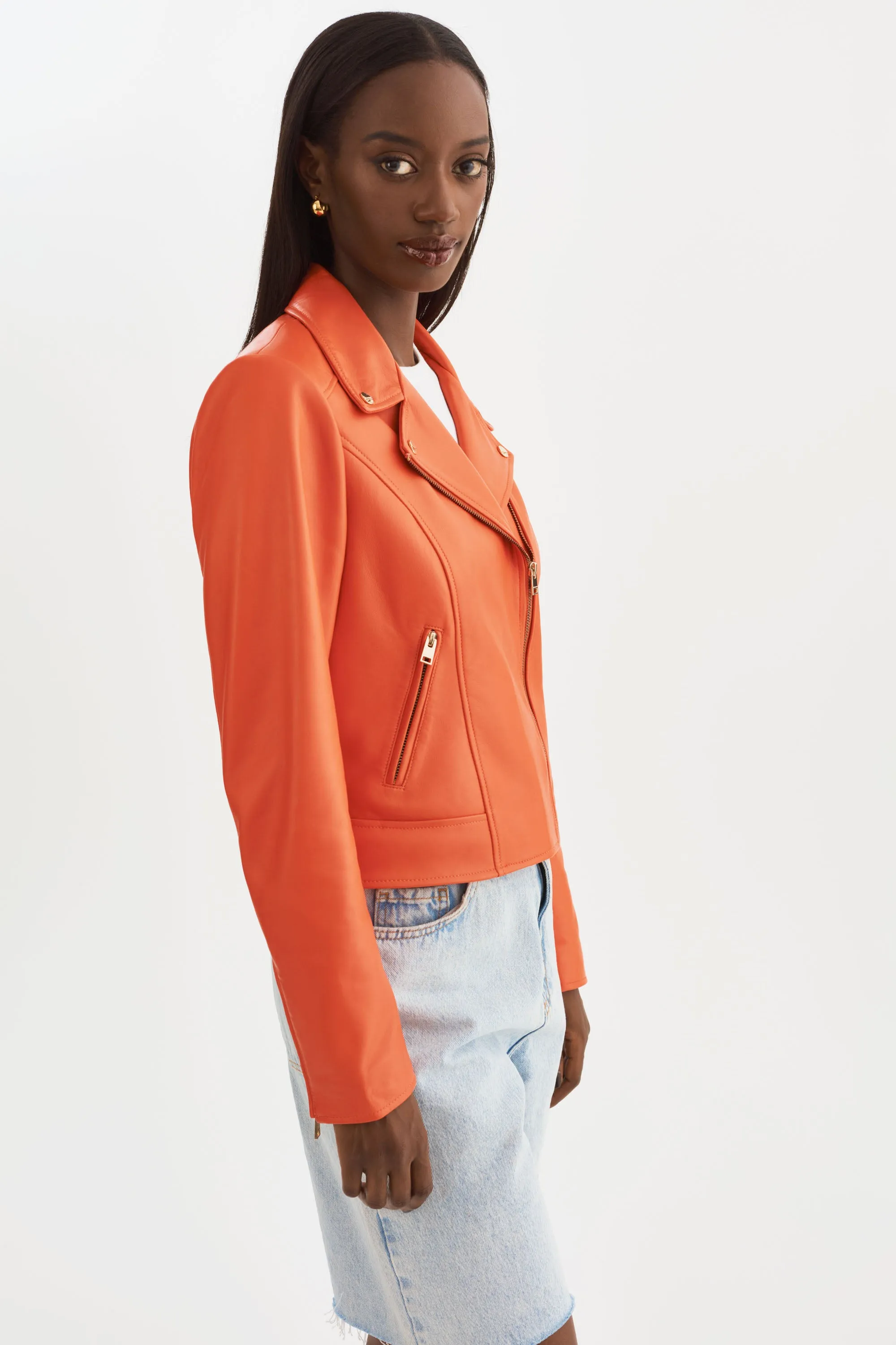 KELSEY GOLD | Leather Biker Jacket sold by La Marque product image thumbnail 5