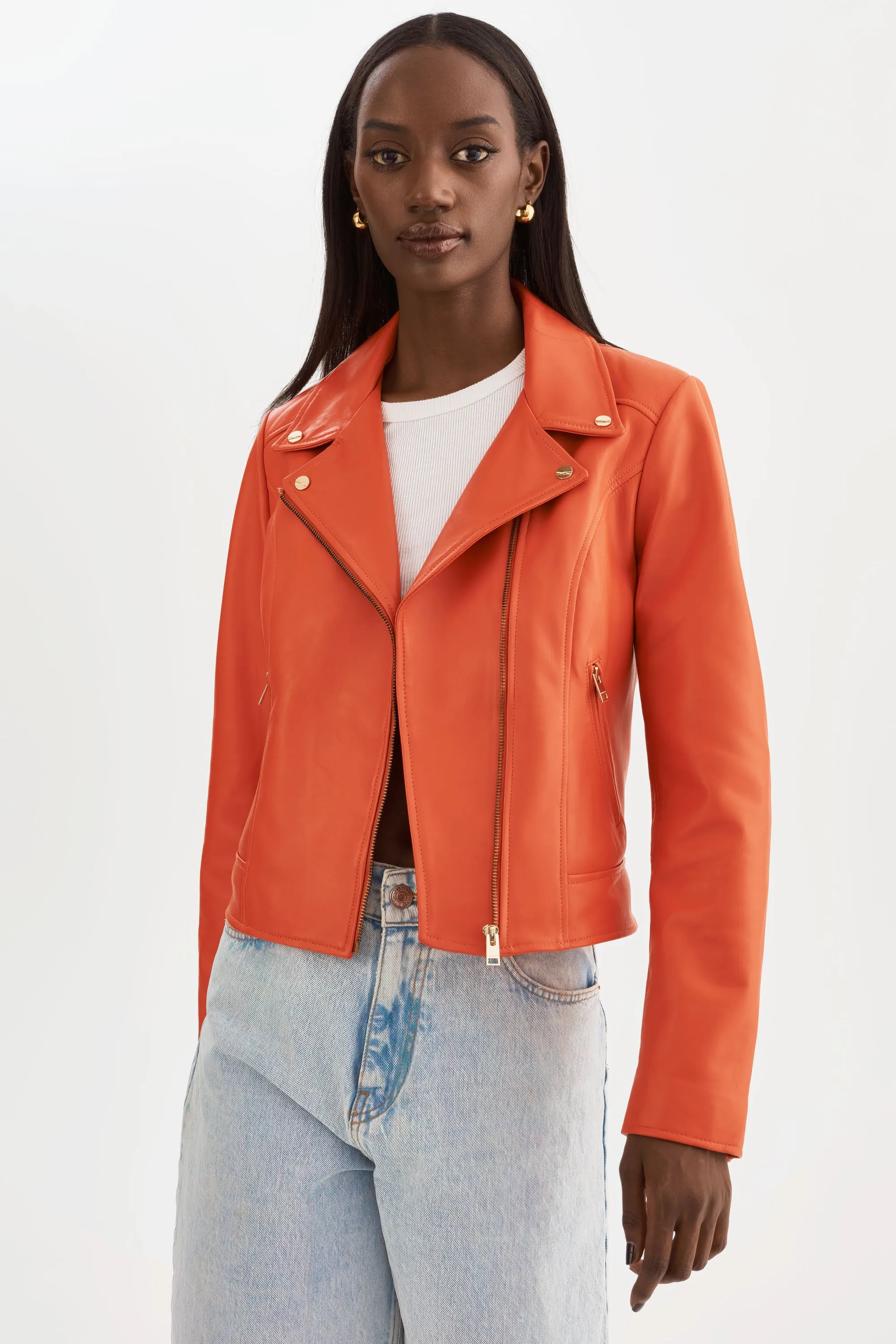 KELSEY GOLD | Leather Biker Jacket sold by La Marque