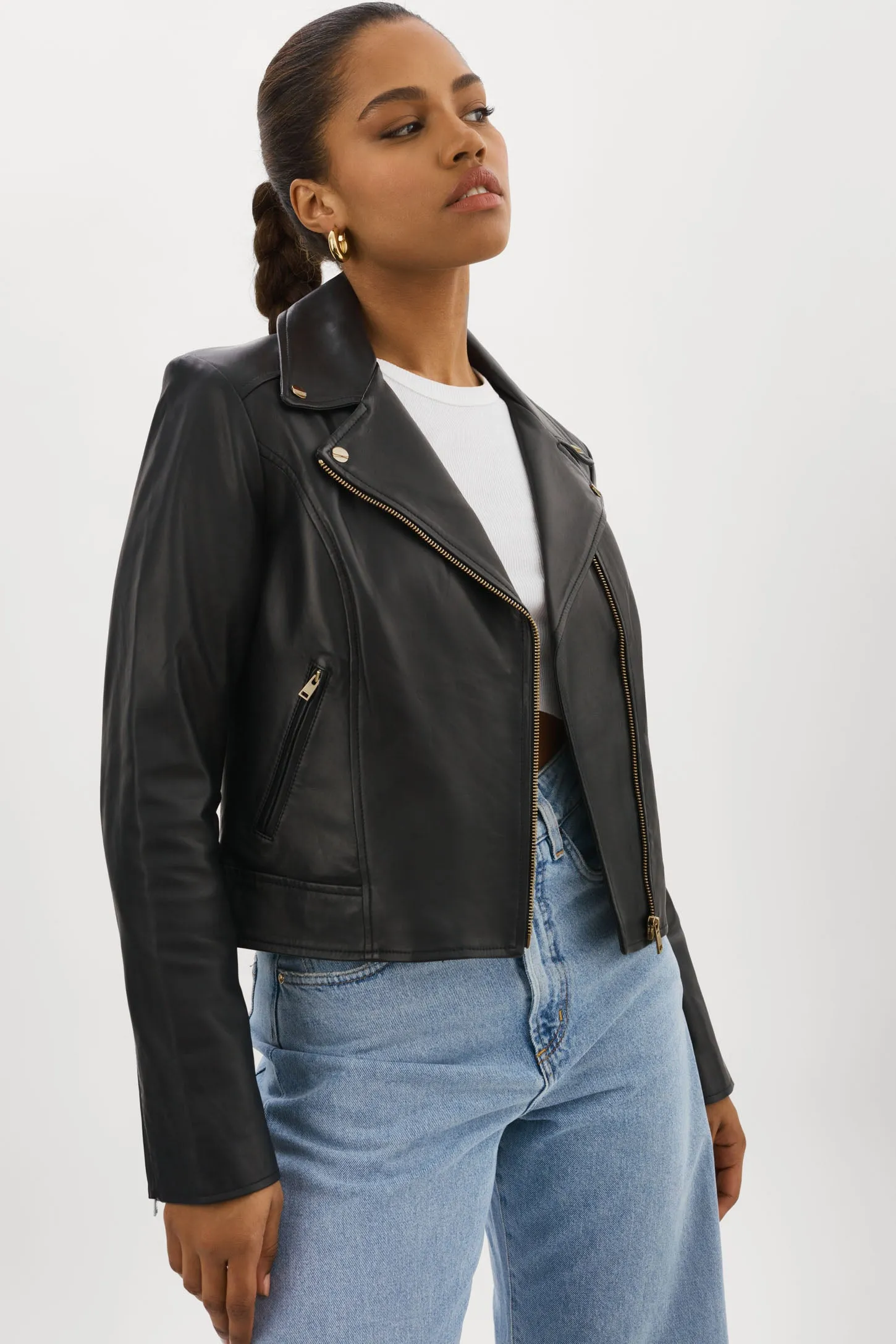 KELSEY GOLD | Leather Biker Jacket sold by LAMARQUE product image thumbnail 4