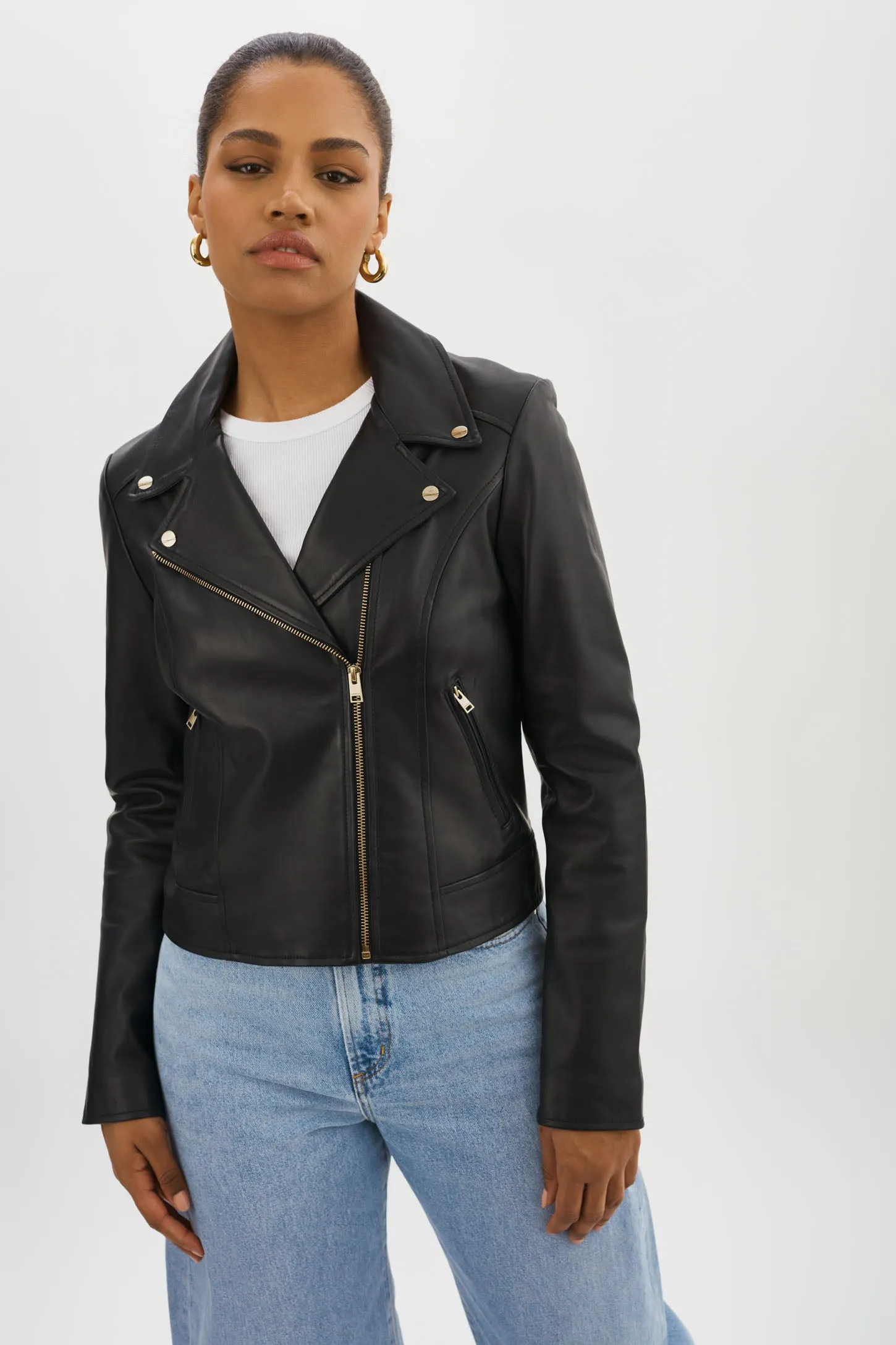 KELSEY GOLD | Leather Biker Jacket sold by LAMARQUE product image thumbnail 2