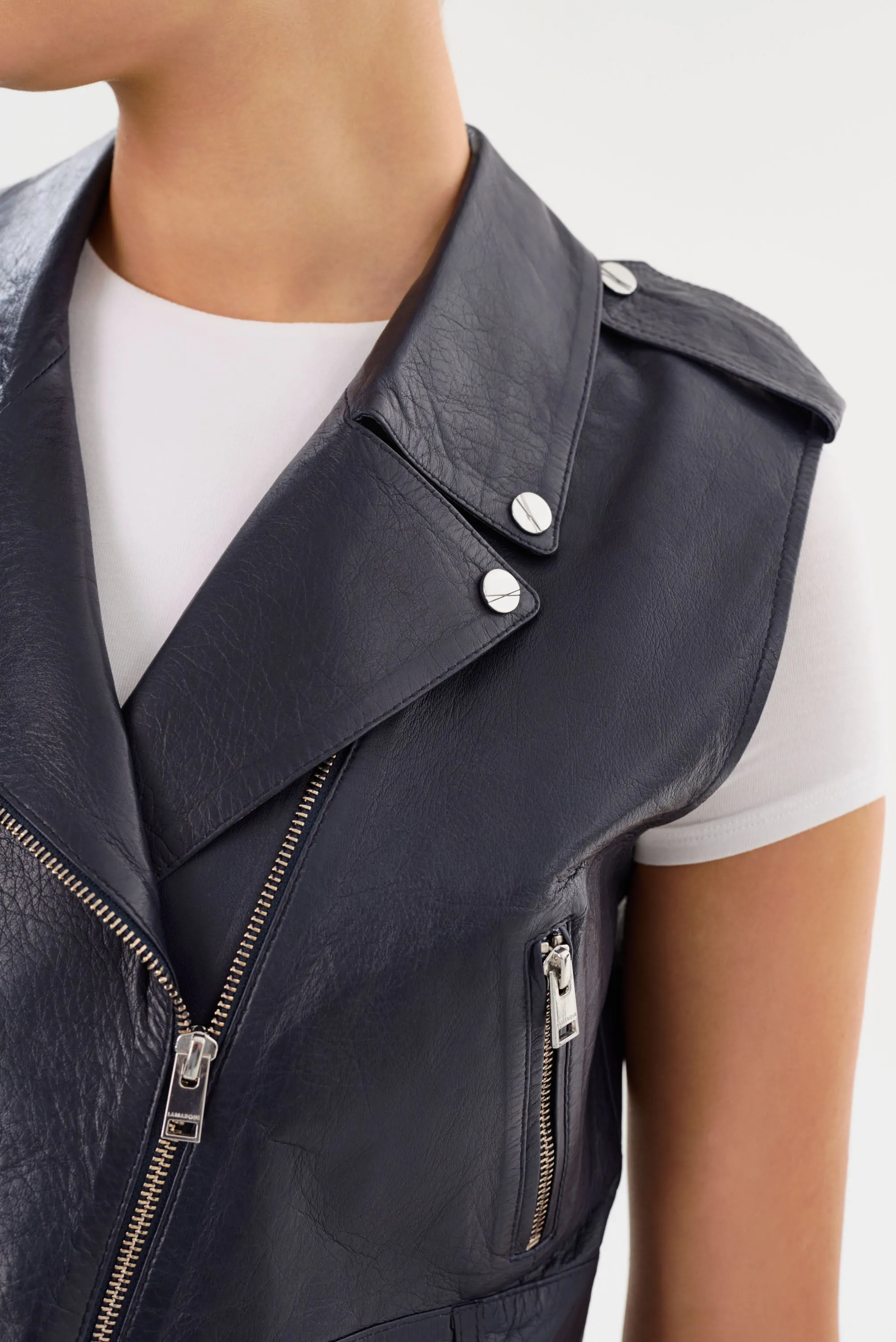 AMALIA | Leather Biker Vest sold by LAMARQUE product image thumbnail 4
