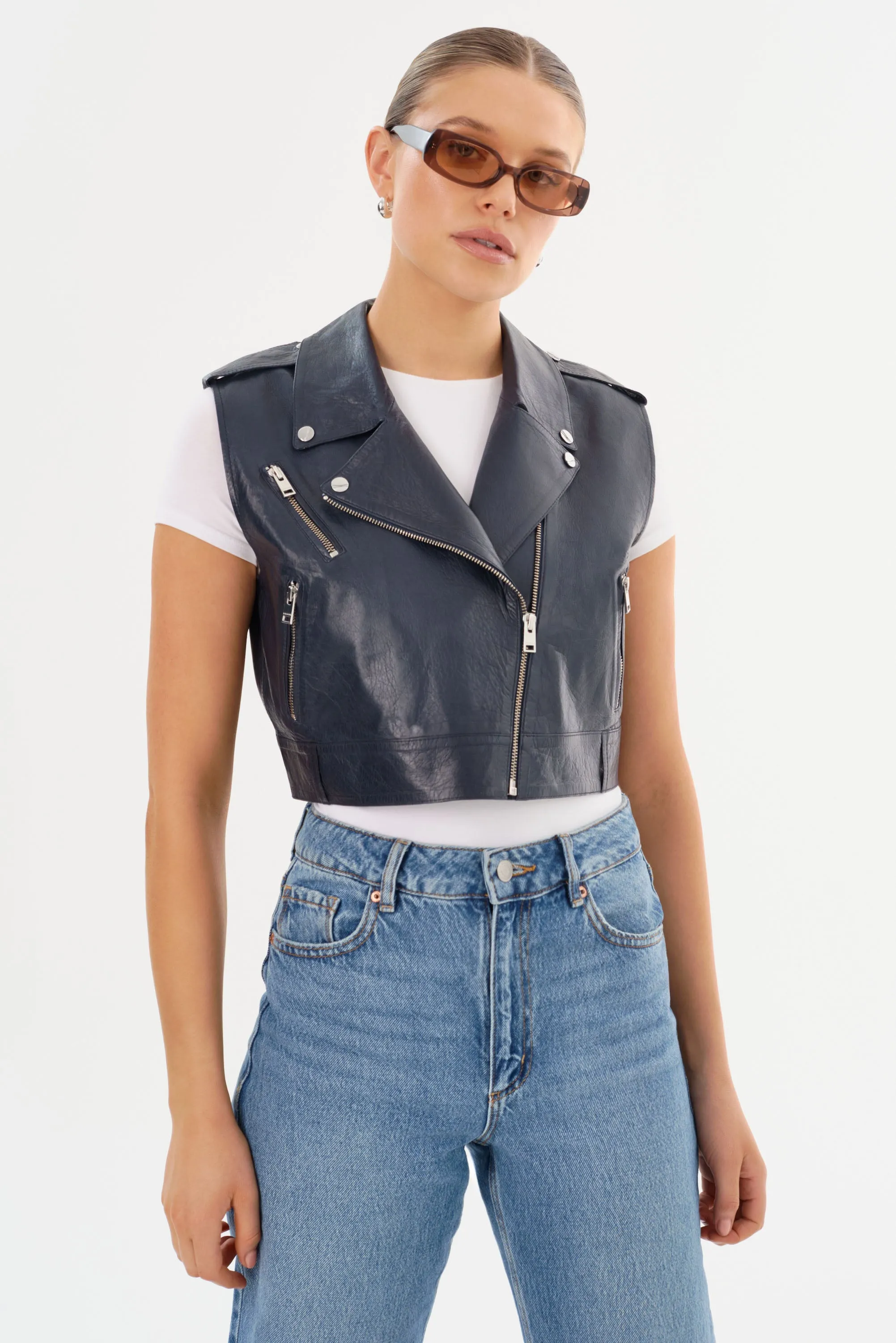 AMALIA | Leather Biker Vest sold by LAMARQUE product image thumbnail 2