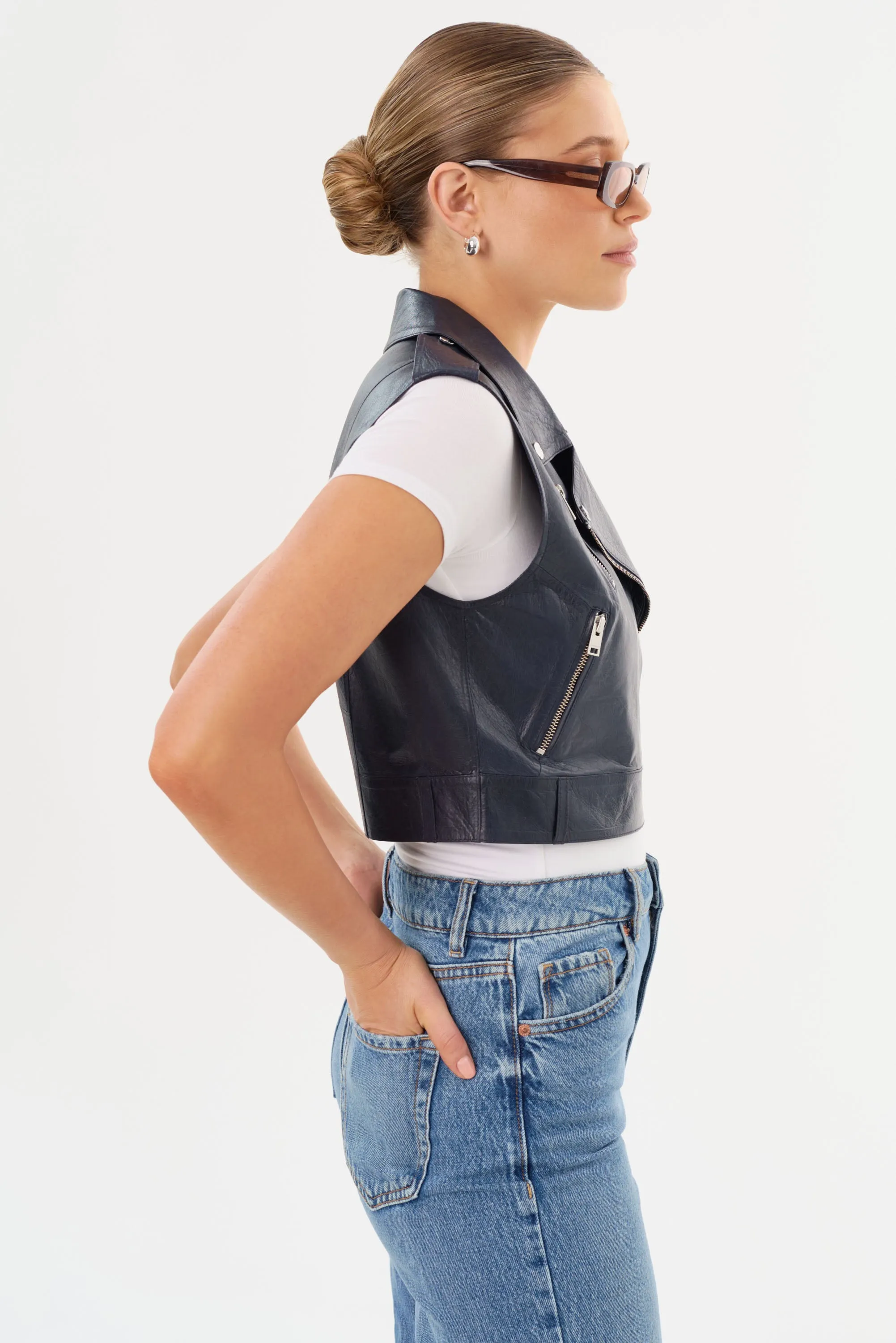 AMALIA | Leather Biker Vest sold by LAMARQUE product image thumbnail 3