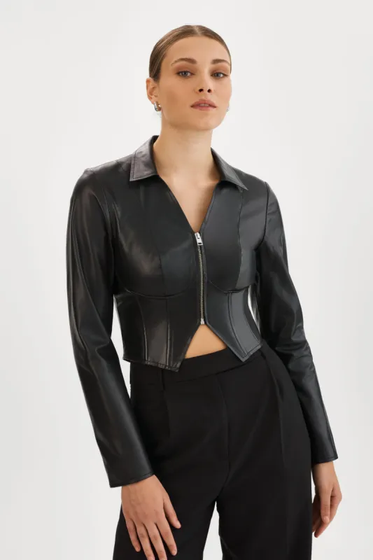 ROMI | Leather Corset Jacket sold by La Marque