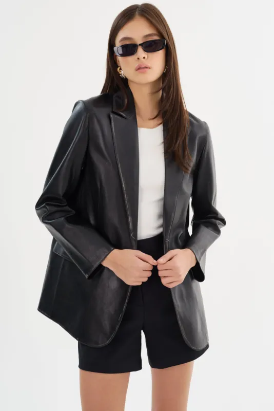 KARRIN | Distressed Leather Blazer sold by La Marque