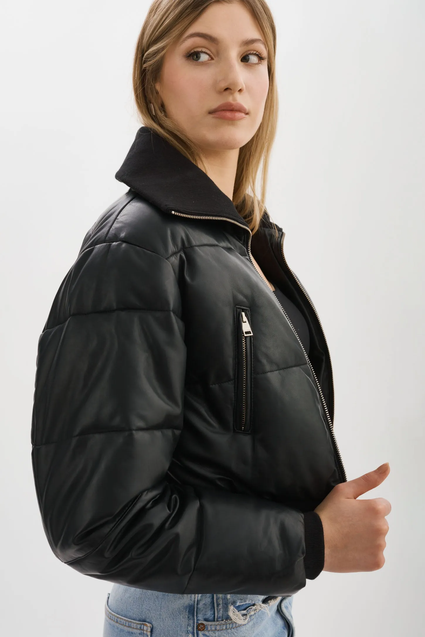LIVIA | Leather Puffer Jacket sold by La Marque product image thumbnail 4