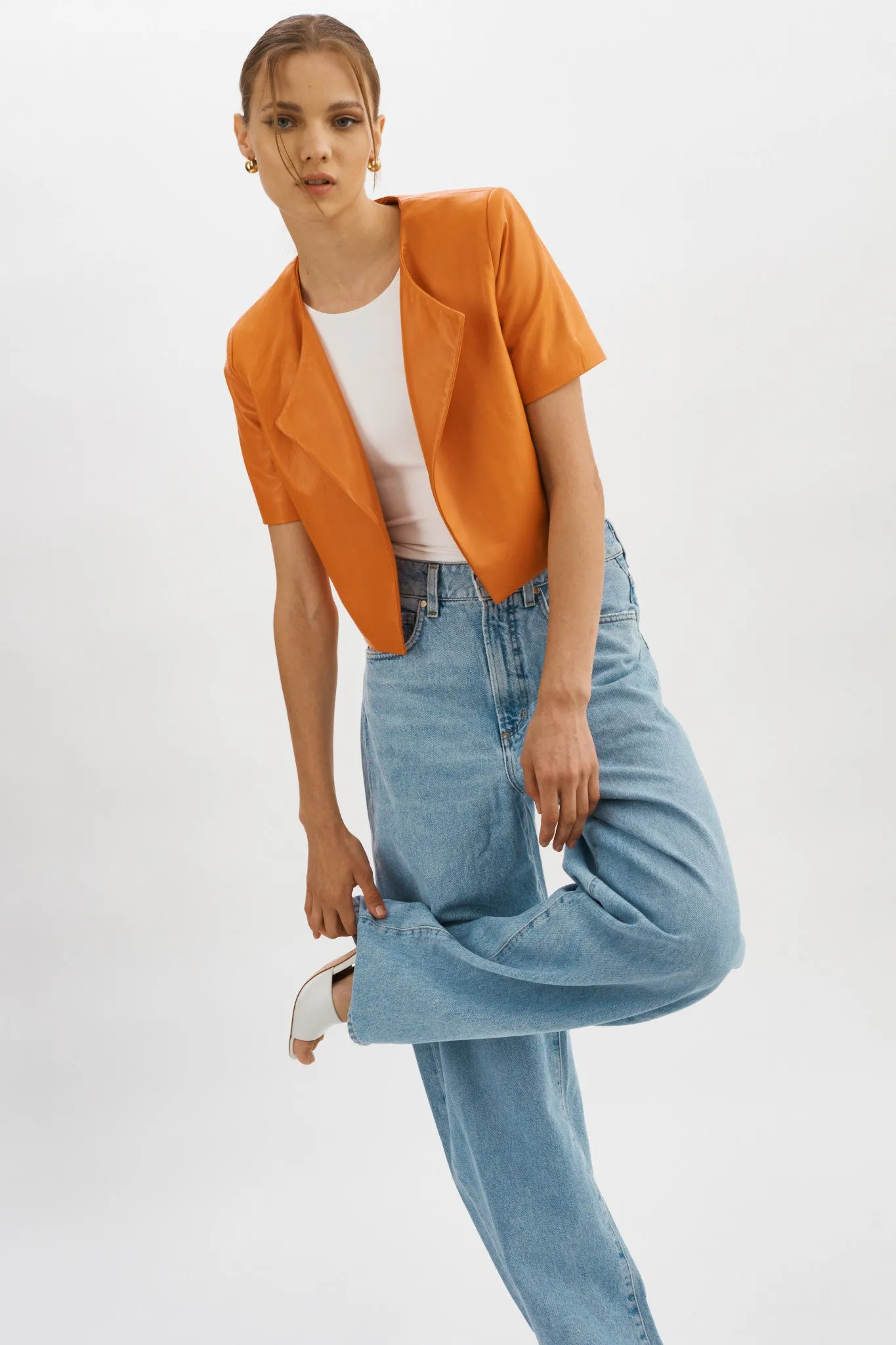 DARIA | Cropped Leather Jacket sold by La Marque product image thumbnail 2