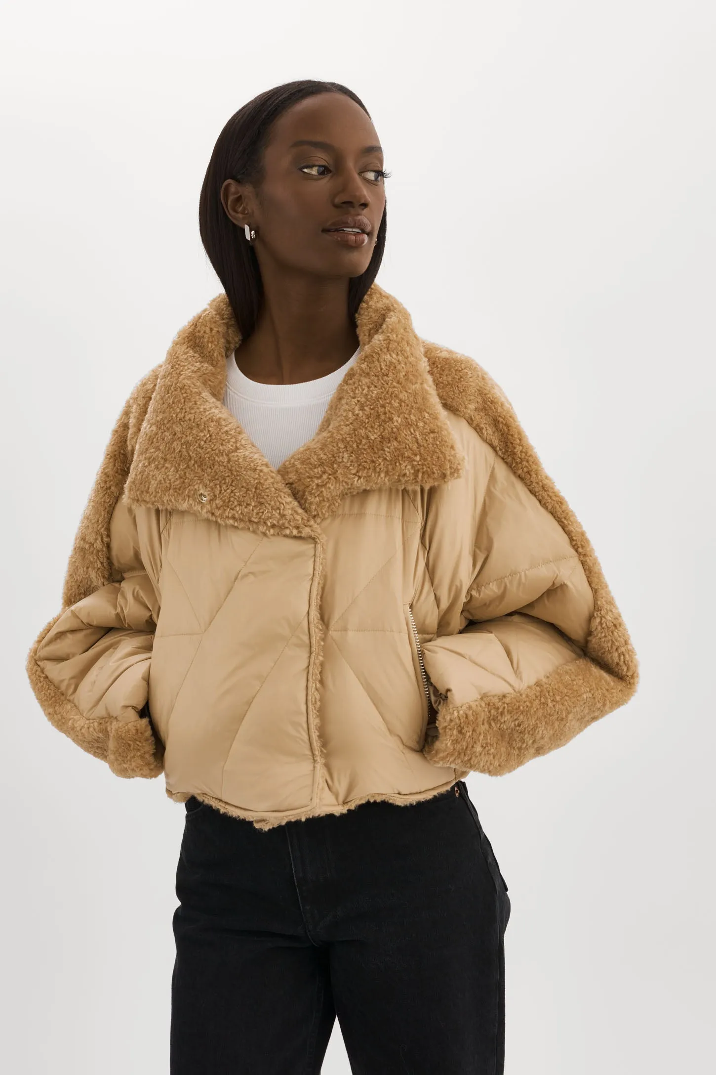 SHARON | Mixed Media Puffer Jacket sold by La Marque