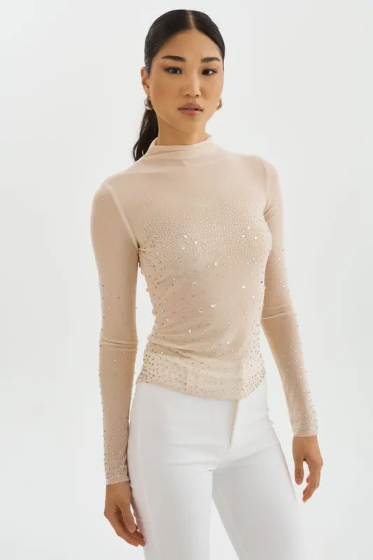 NELLIS | Rhinestone Mesh Top sold by La Marque