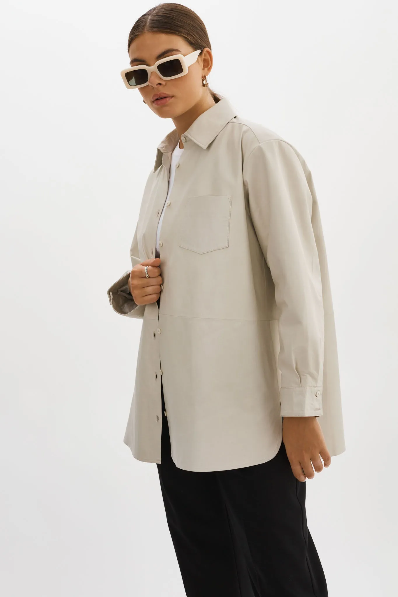 Estelle | Leather Oversized Shirt sold by La Marque product image thumbnail 3