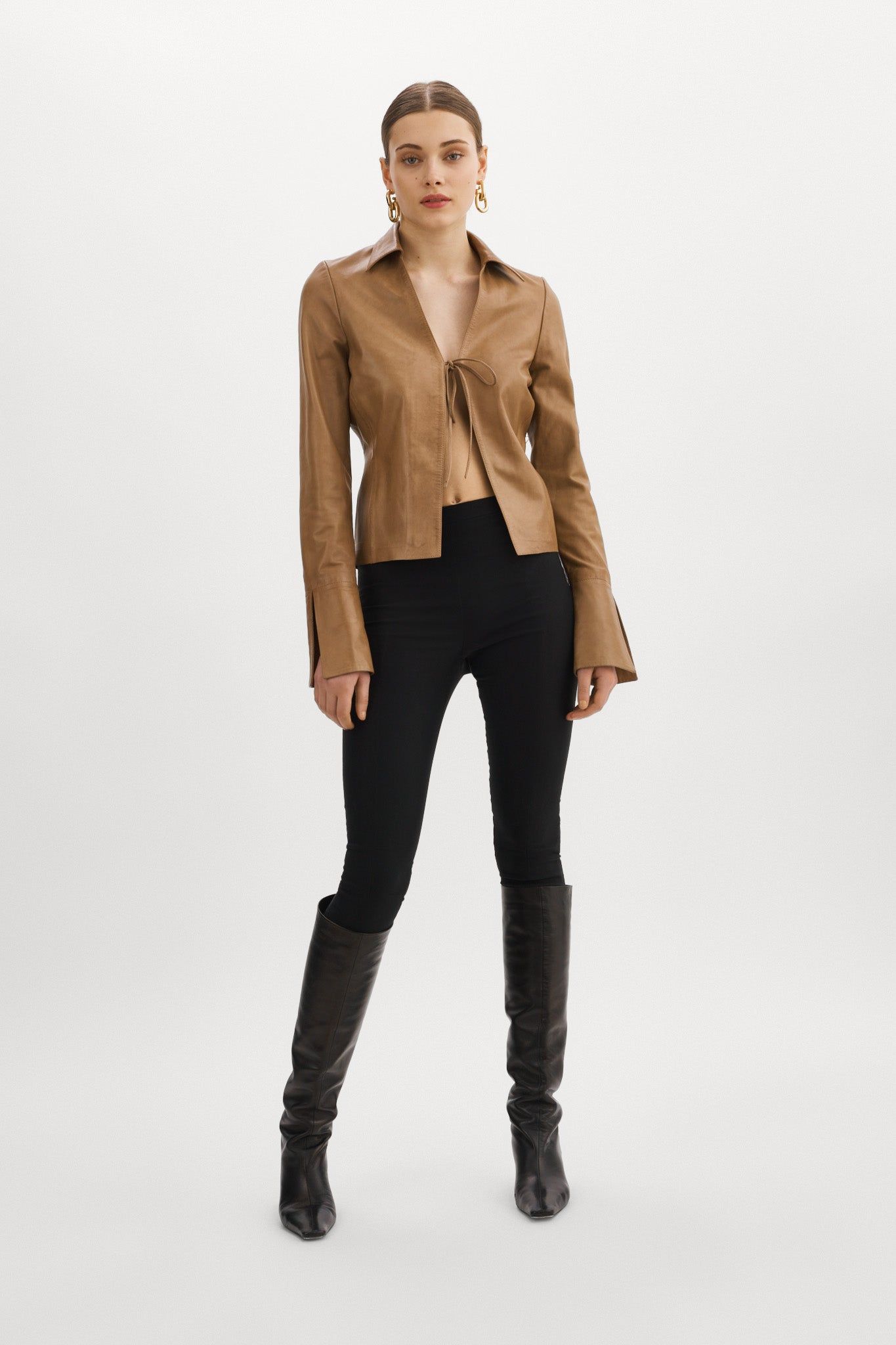 NATASHA | Leather Tie Top sold by La Marque