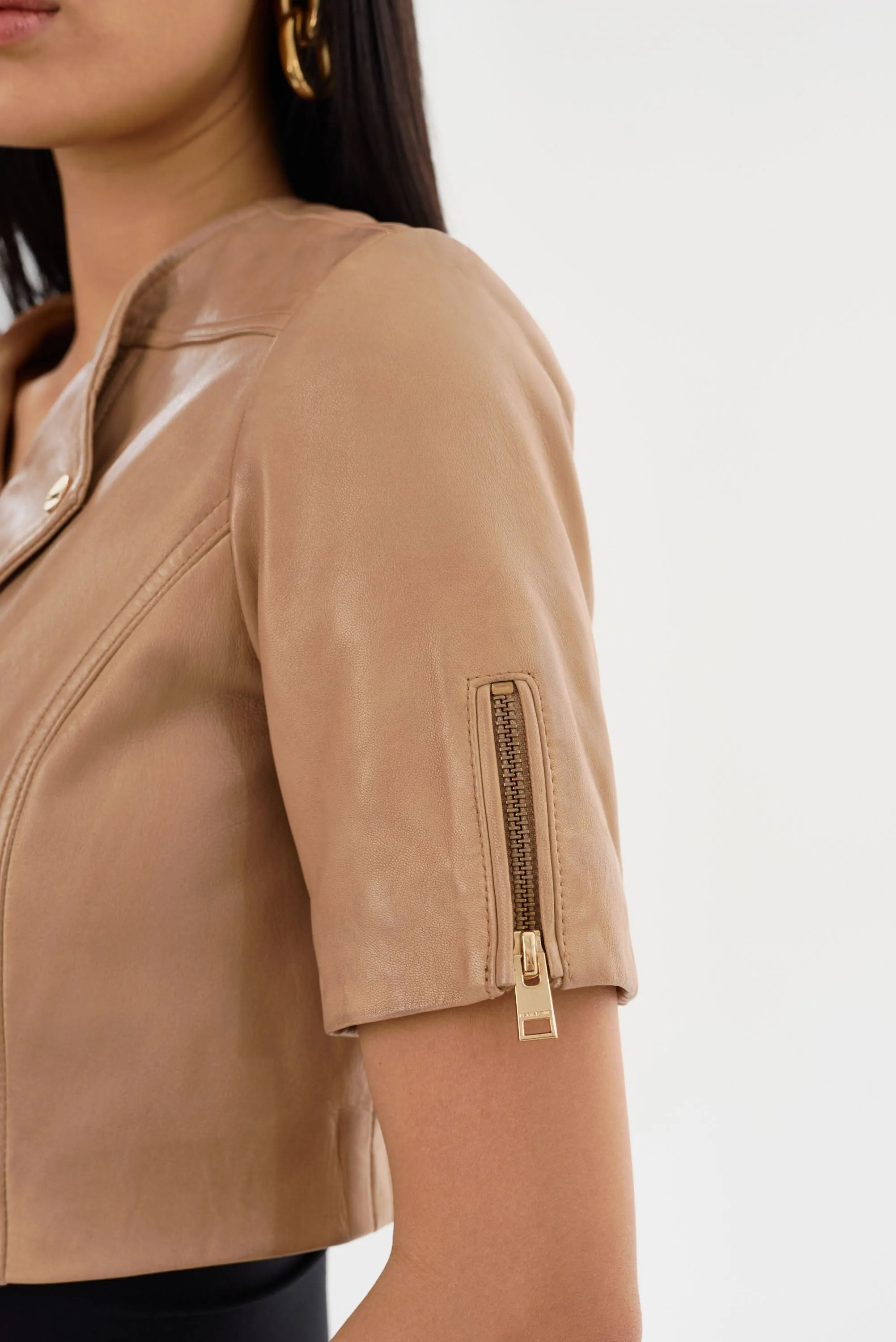 KIRSI GOLD | Cropped Biker Jacket sold by LAMARQUE product image thumbnail 4