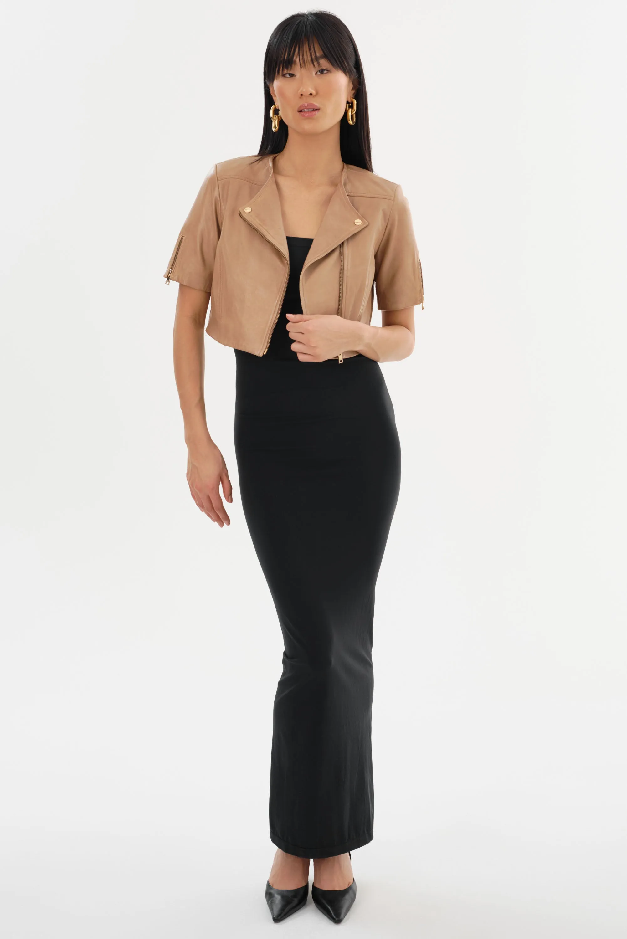 KIRSI GOLD | Cropped Biker Jacket sold by LAMARQUE product image thumbnail 3