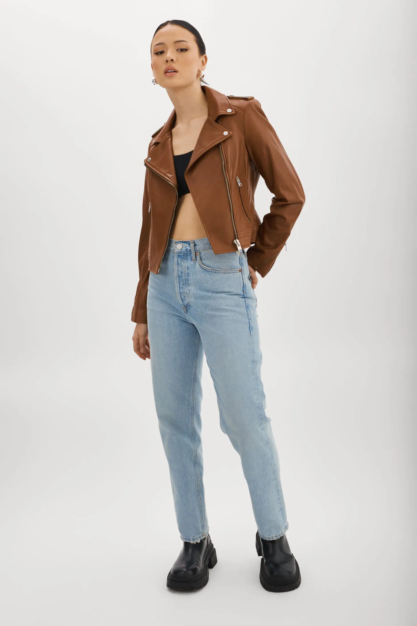 DONNA | Iconic Leather Biker Jacket sold by LAMARQUE product image thumbnail 2