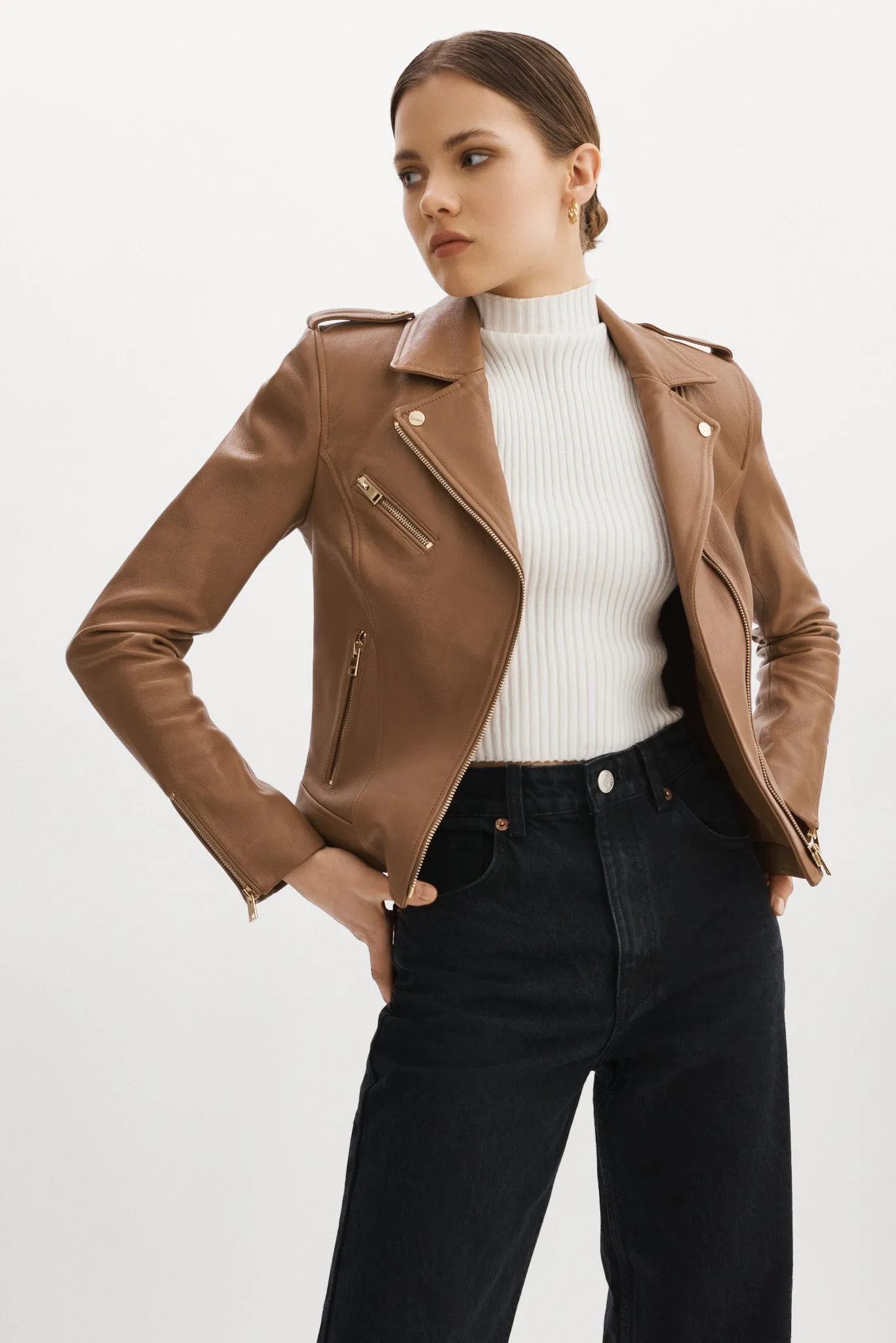 MELLIE | Leather Biker Jacket sold by La Marque product image thumbnail 2