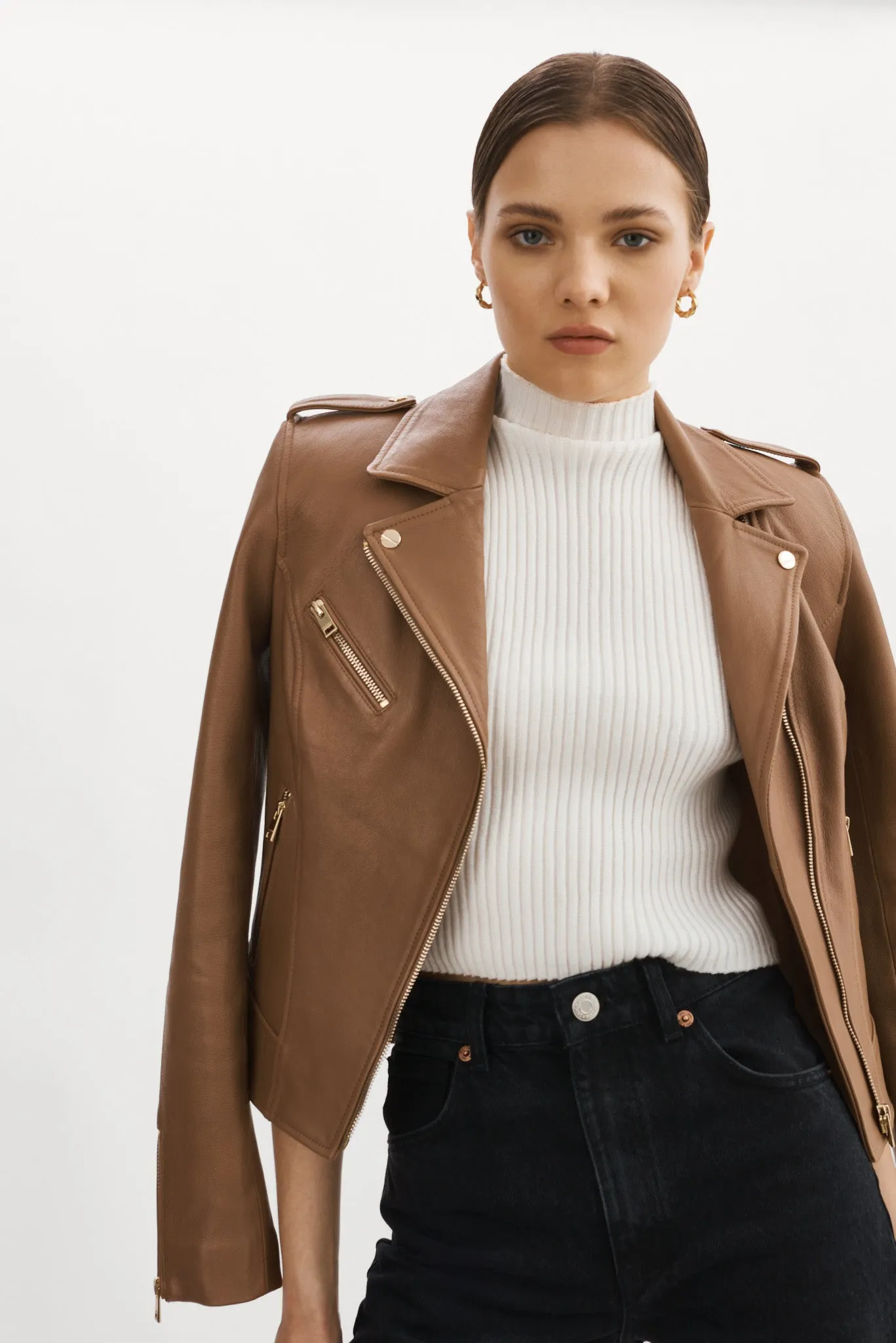 MELLIE | Leather Biker Jacket sold by La Marque product image thumbnail 3