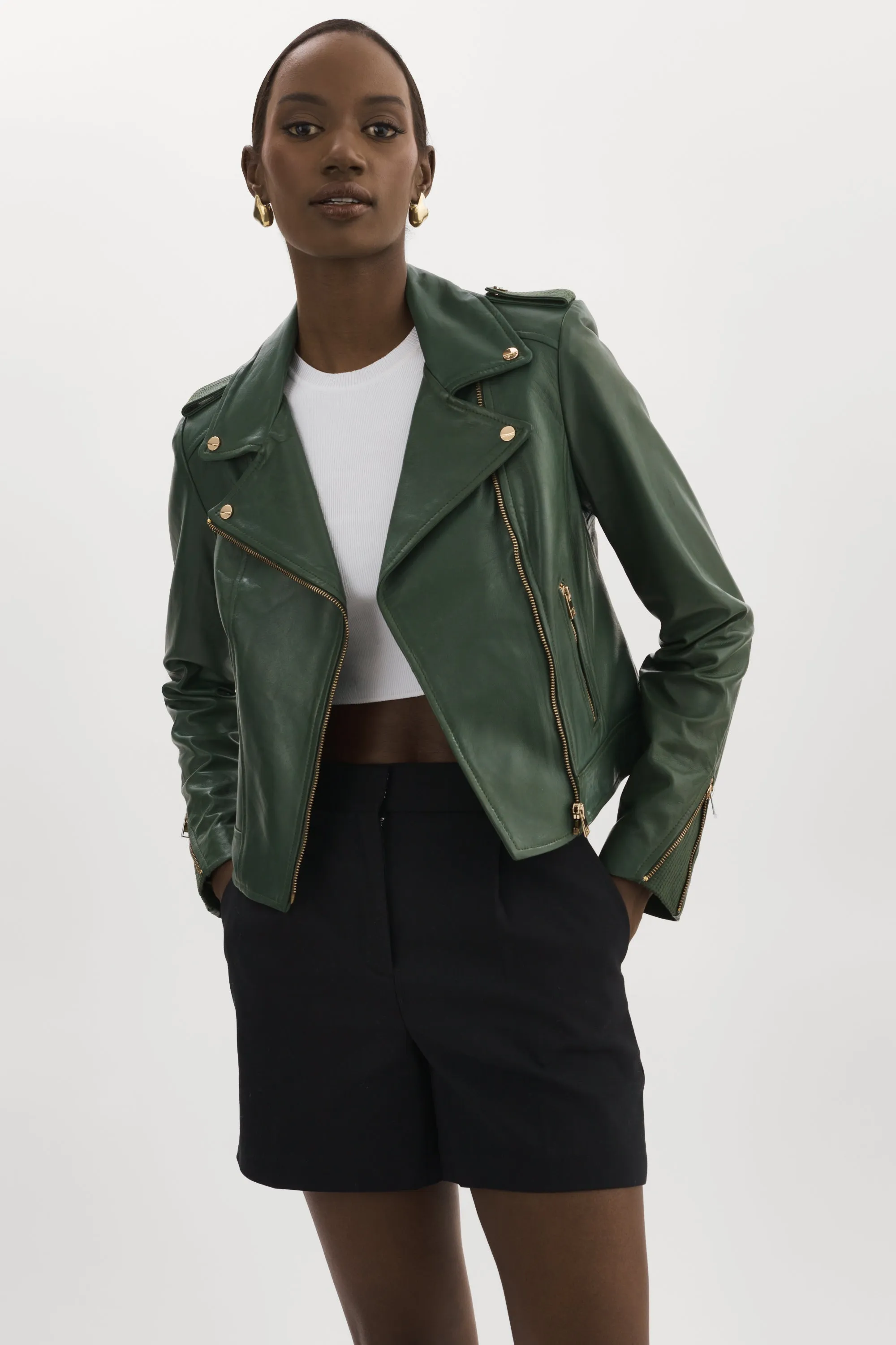 DONNA GOLD | Iconic Leather Biker Jacket sold by La Marque