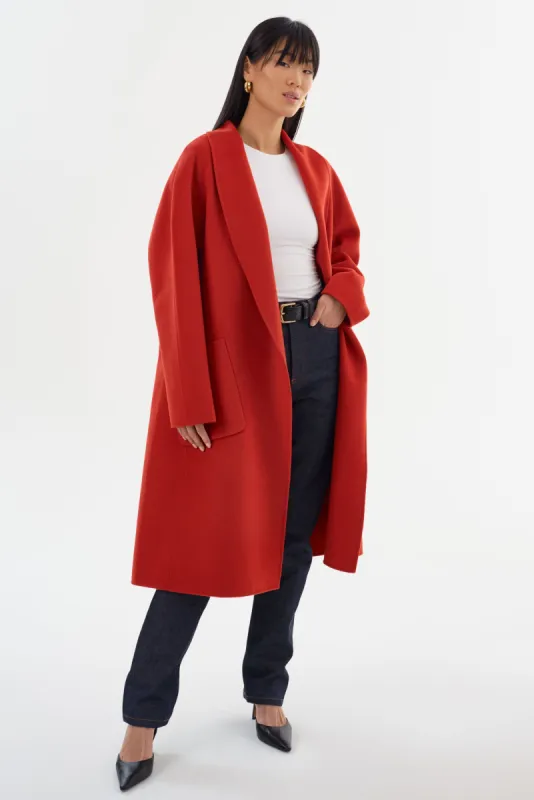 THARA | Shawl Collar Wool Coat sold by LAMARQUE