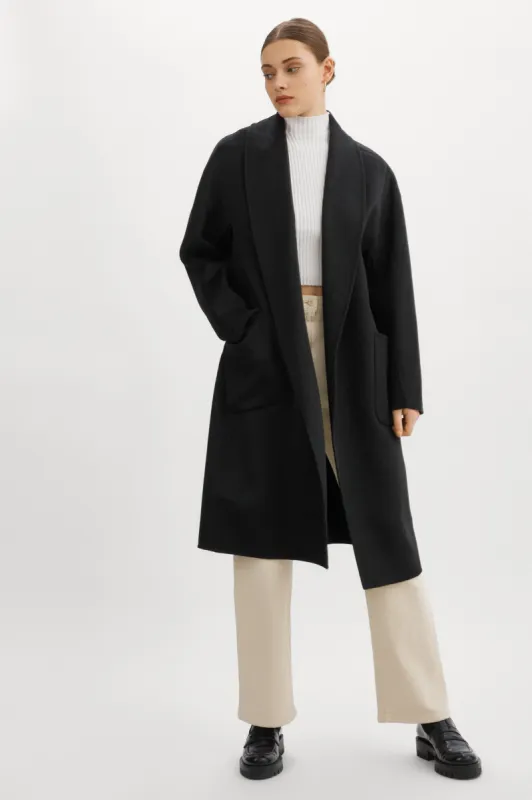 THARA | Shawl Collar Wool Coat sold by LAMARQUE