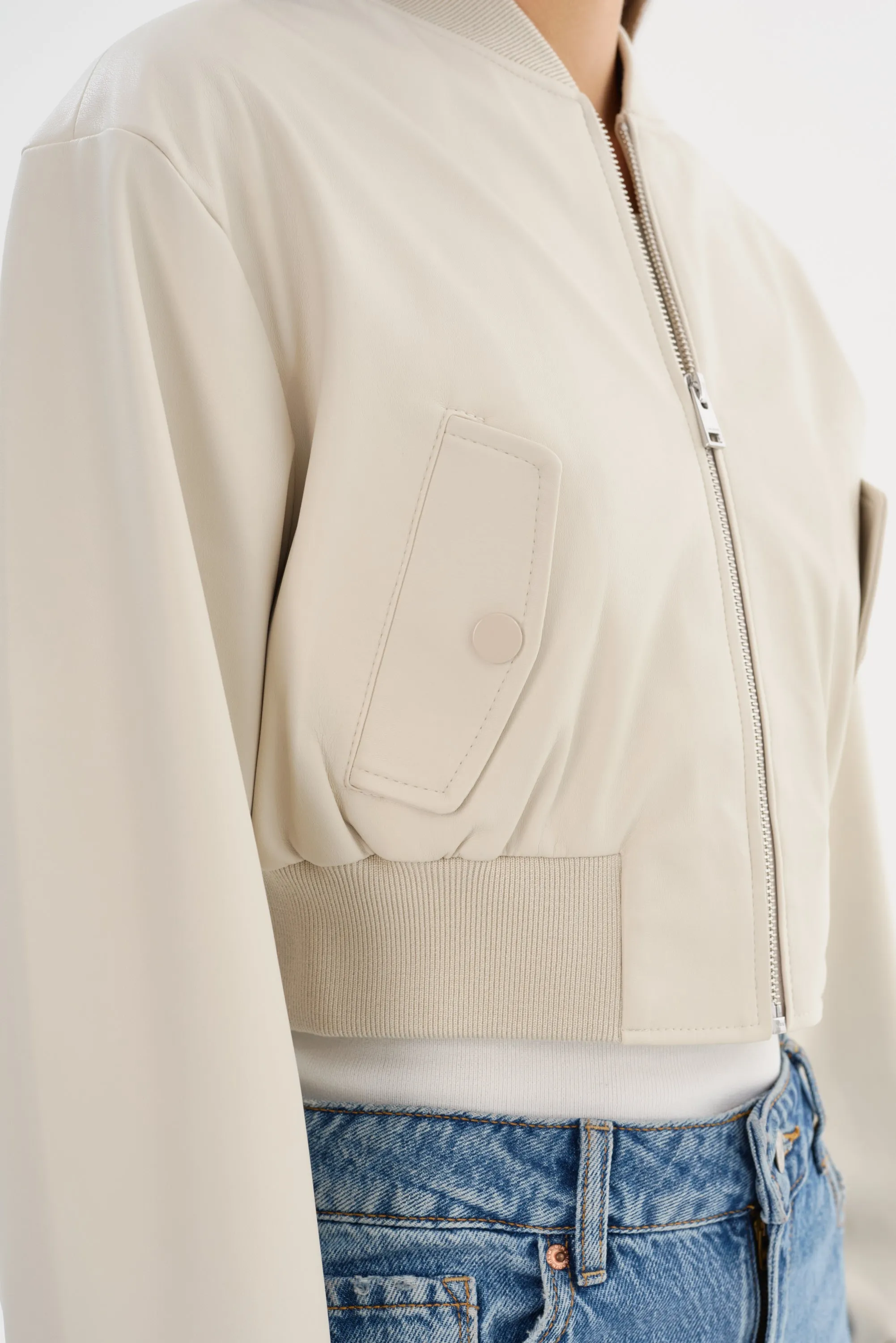 EVELIN | Faux Leather Cropped Bomber sold by LAMARQUE product image thumbnail 4