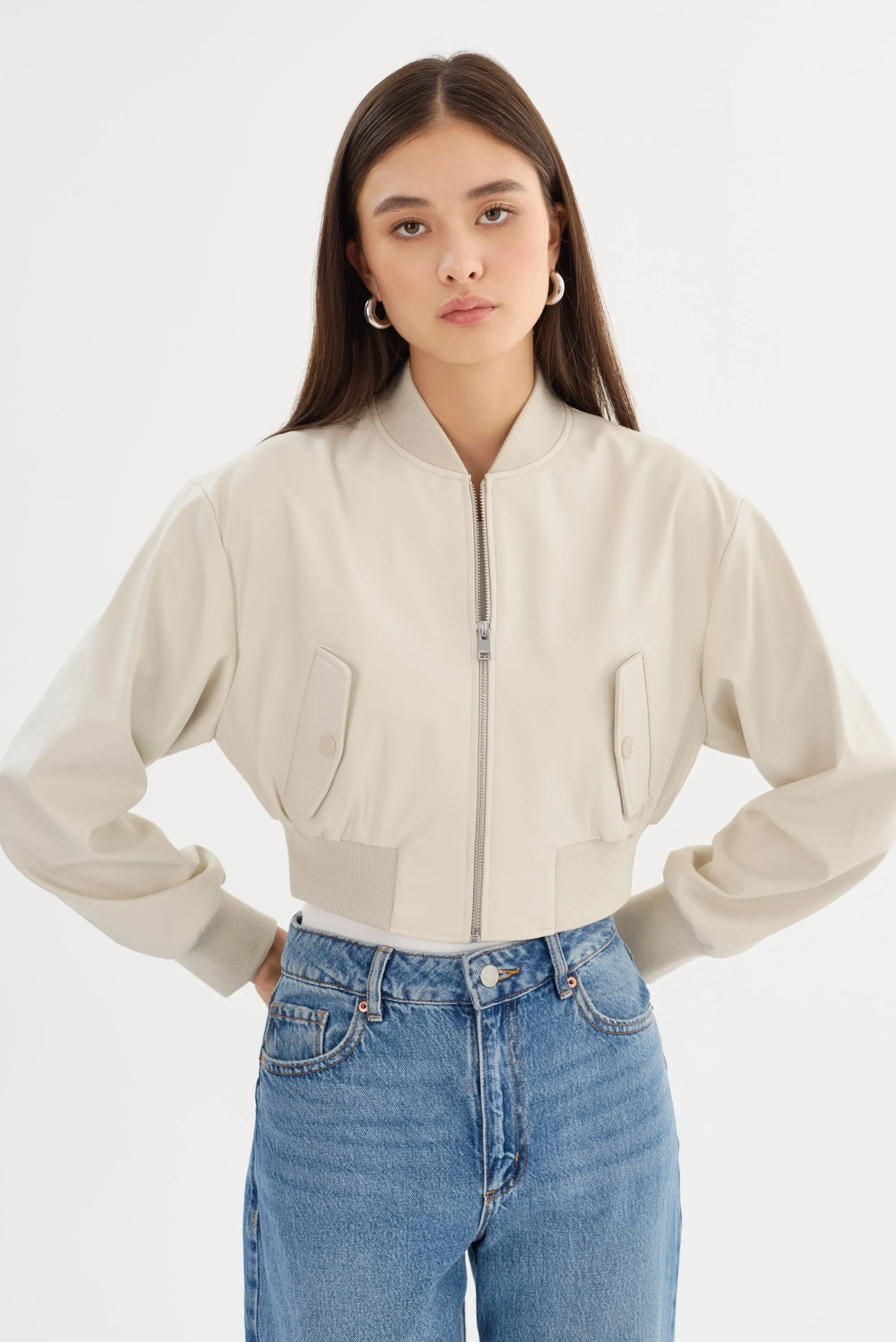 EVELIN | Faux Leather Cropped Bomber sold by LAMARQUE product image thumbnail 2