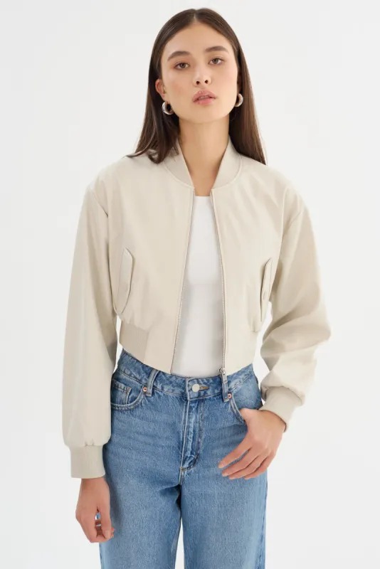 EVELIN | Faux Leather Cropped Bomber sold by La Marque