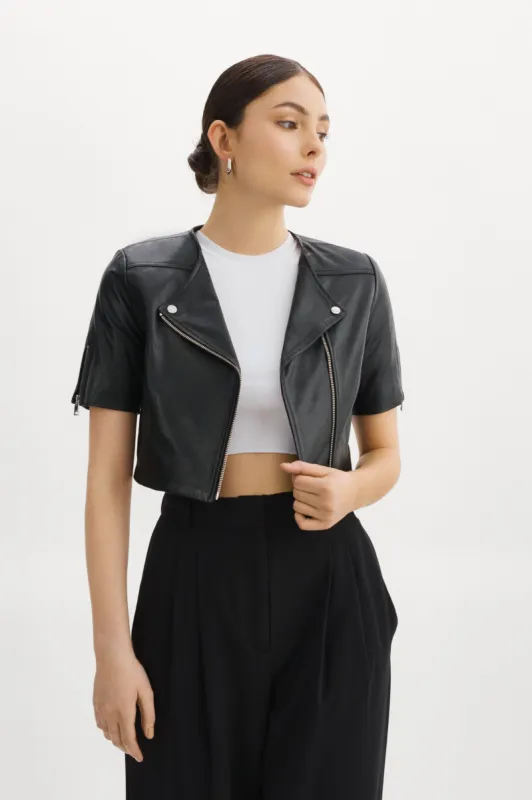 KIRSI | Cropped Biker Jacket made by LAMARQUE