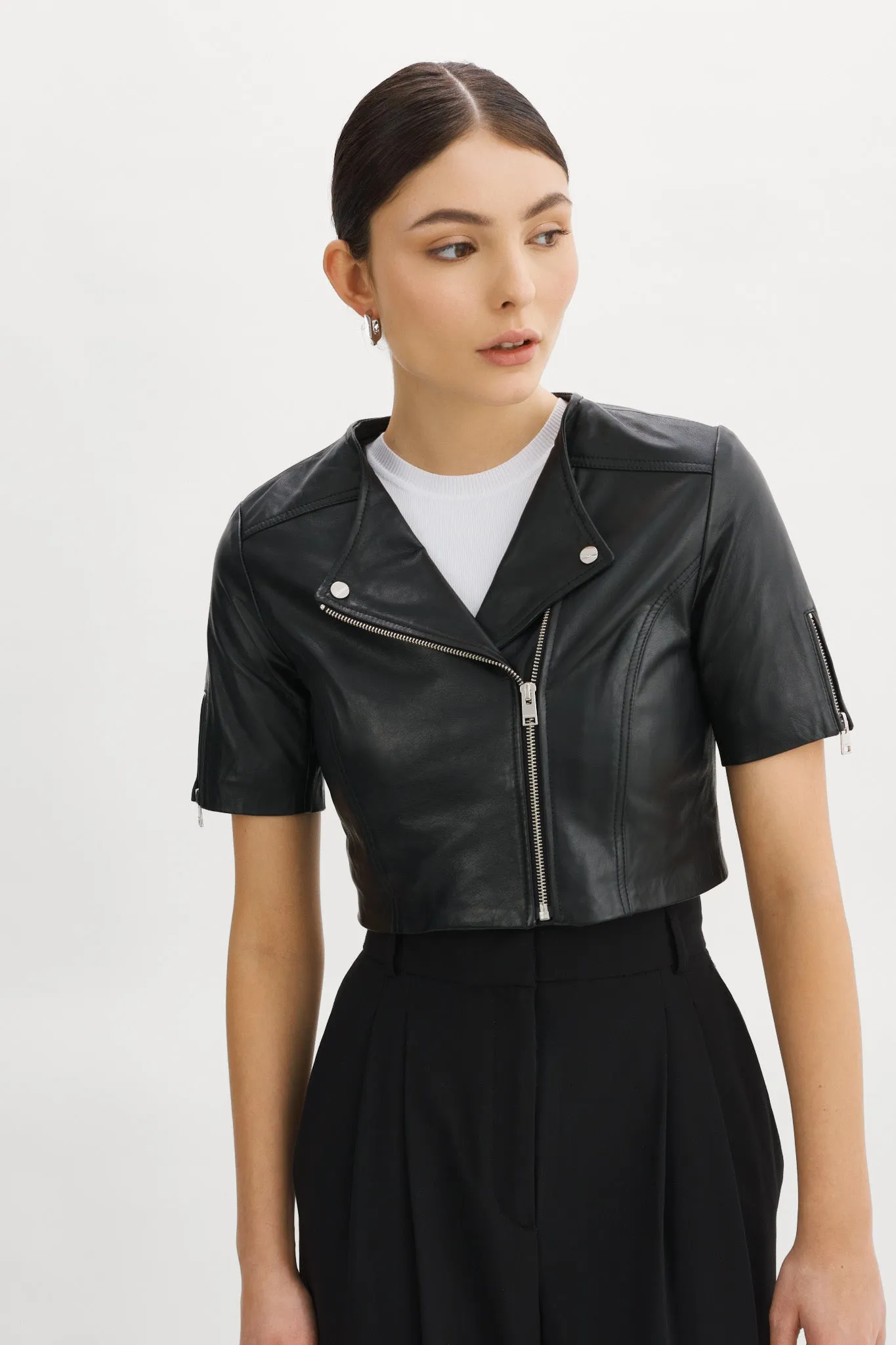 KIRSI | Cropped Biker Jacket sold by LAMARQUE product image thumbnail 2