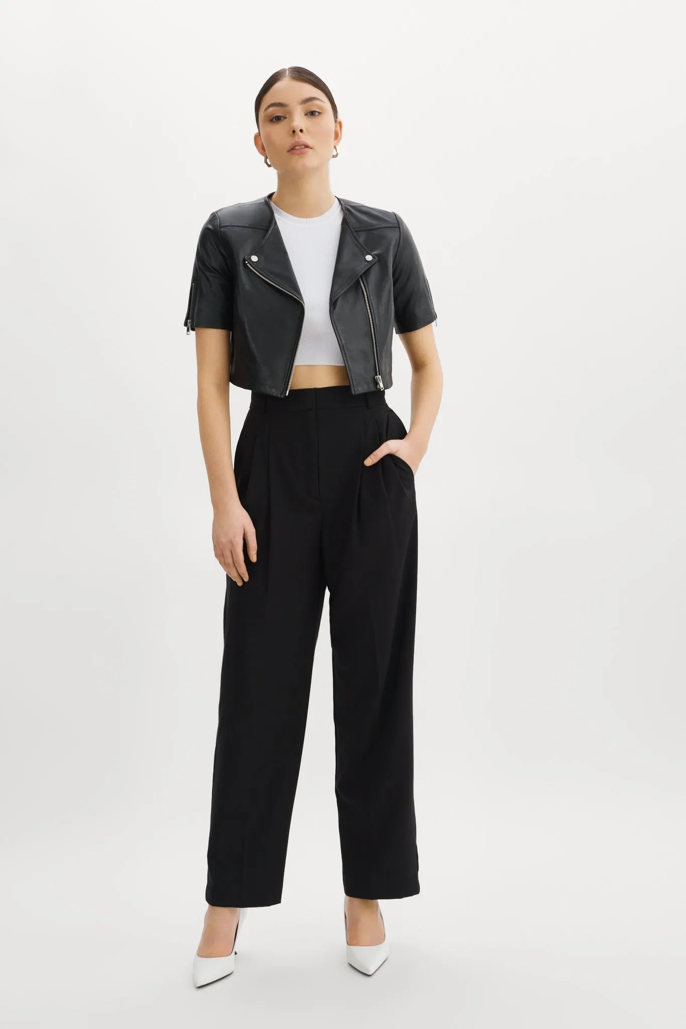 KIRSI | Cropped Biker Jacket sold by LAMARQUE product image thumbnail 4