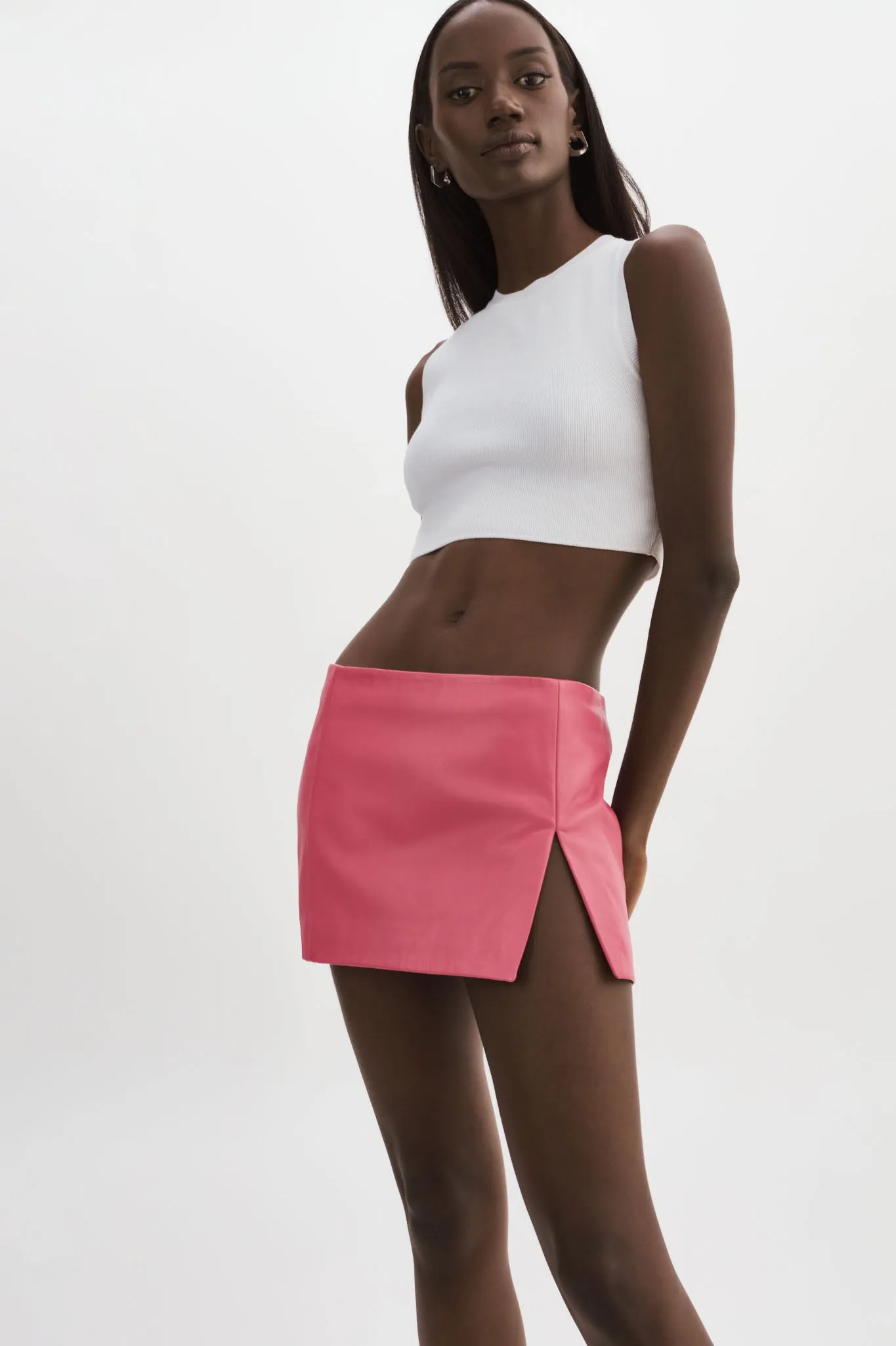 ODELINA SAMPLE | Leather Mini Skirt sold by La Marque